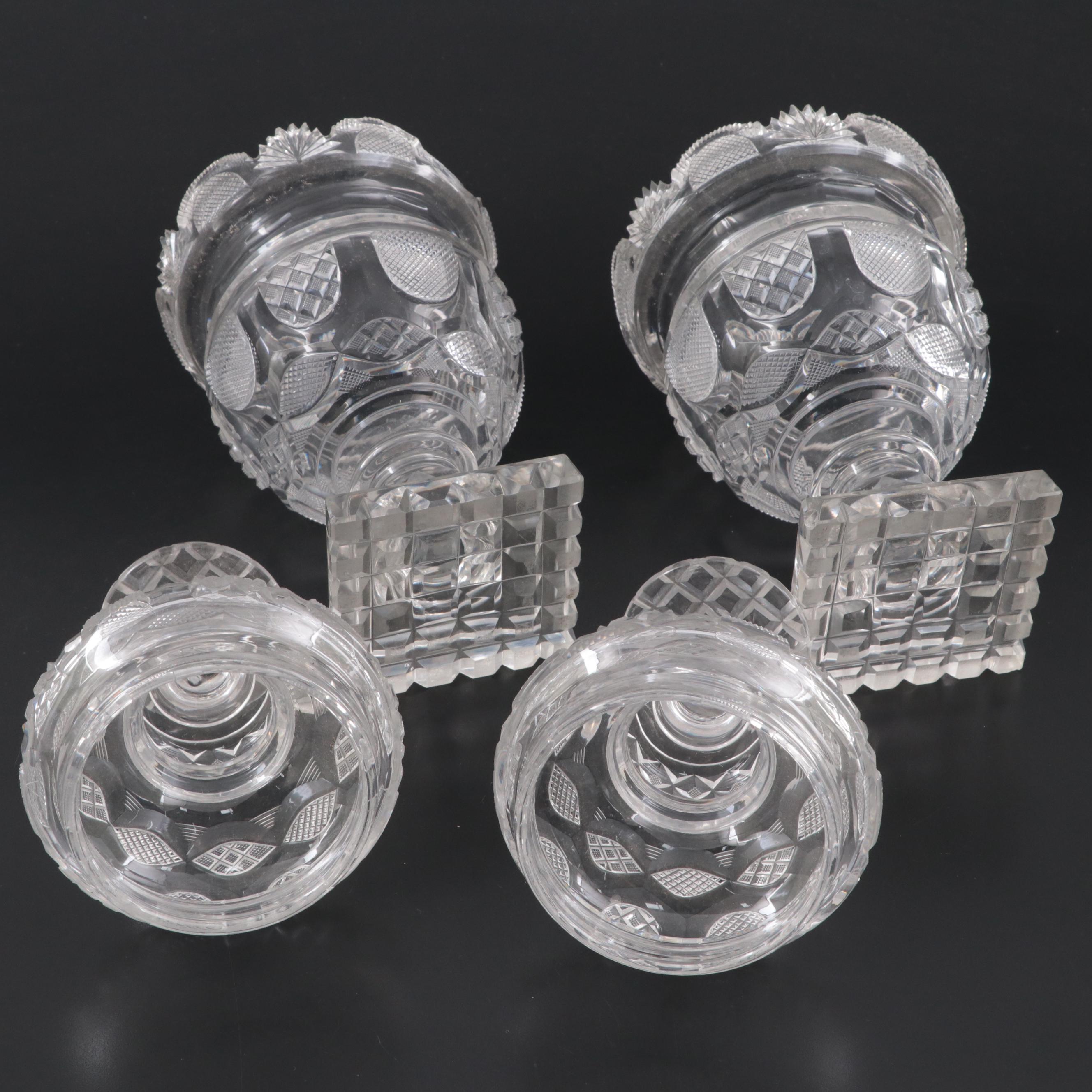 Anglo-Irish Crystal Sweetmeat Urns, 19th Century