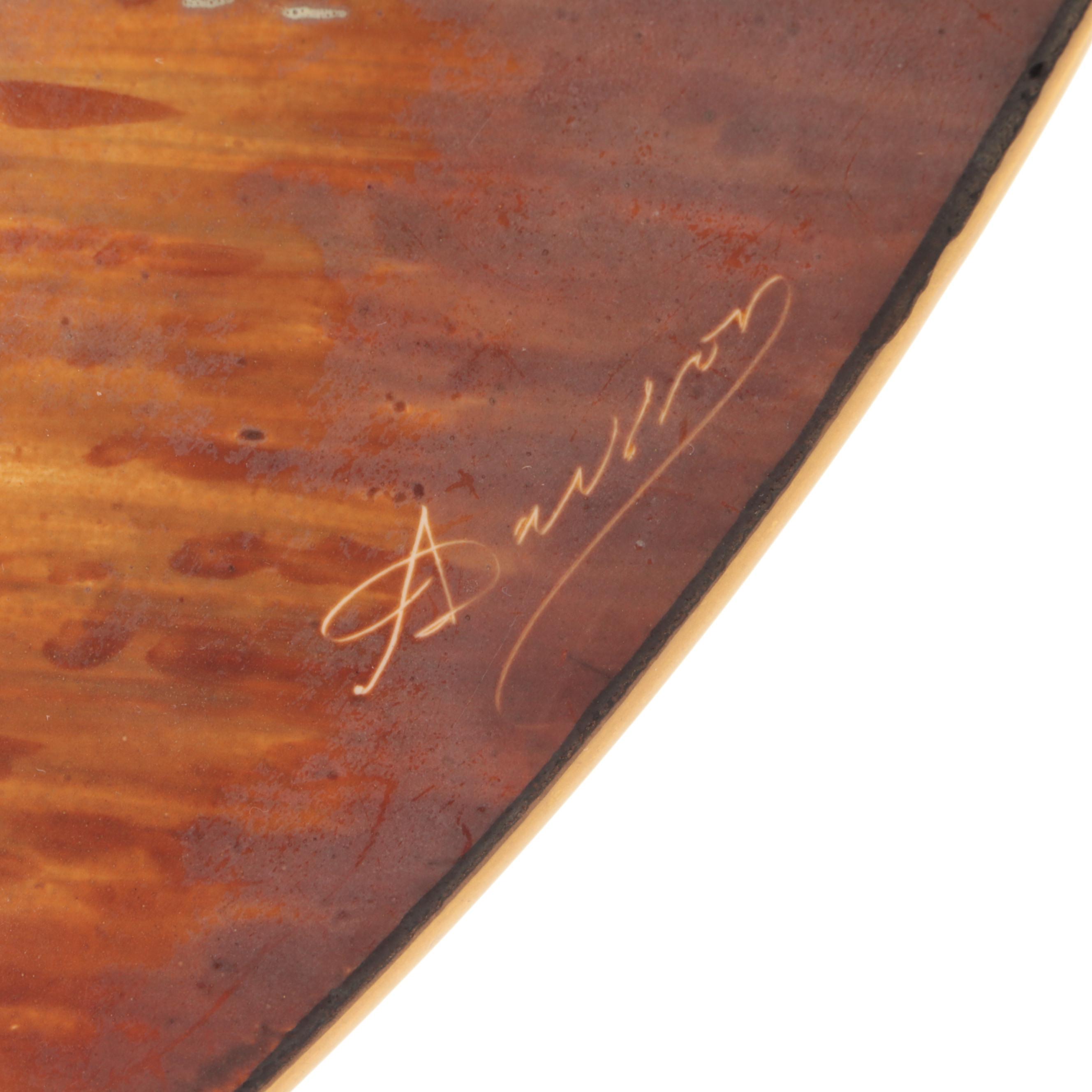 European Orientalist Style Hand-Painted Porcelain Cabinet Plate with Stand