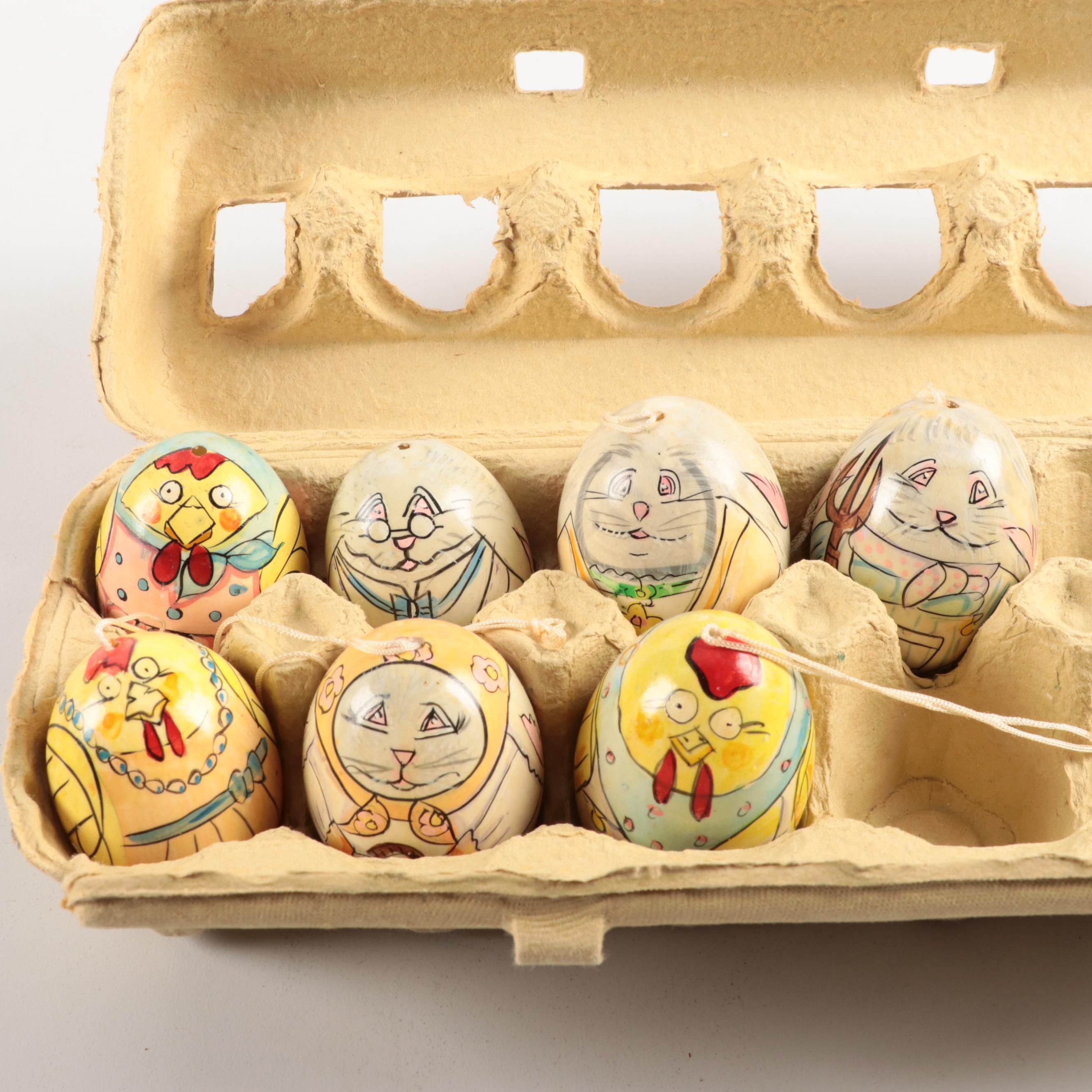 Hand-Painted Easter Eggs With Rabbit Art Work, Furry Chicks and More