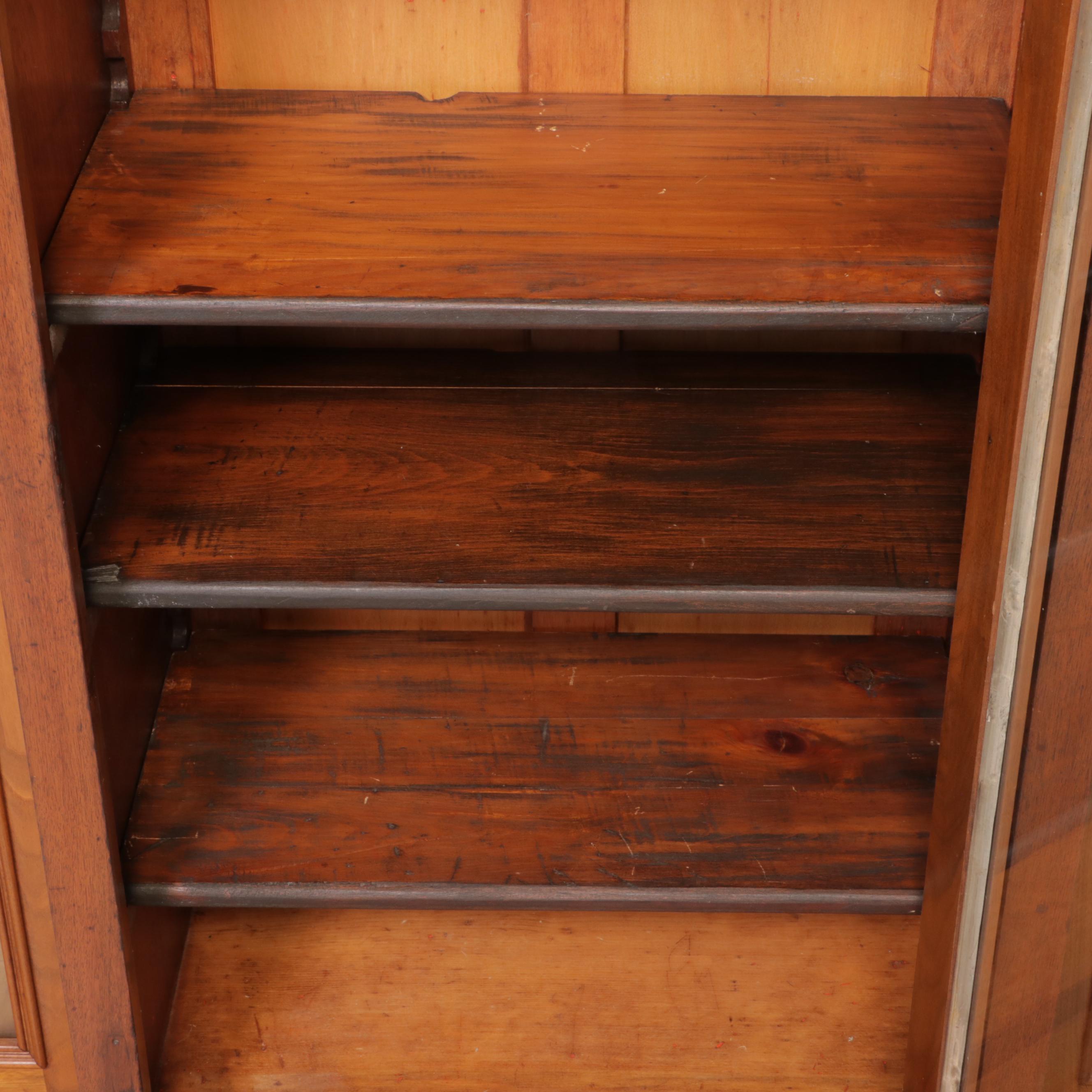 Victorian Walnut and Burl Walnut Glass-Front Bookcase, Late 19th Century