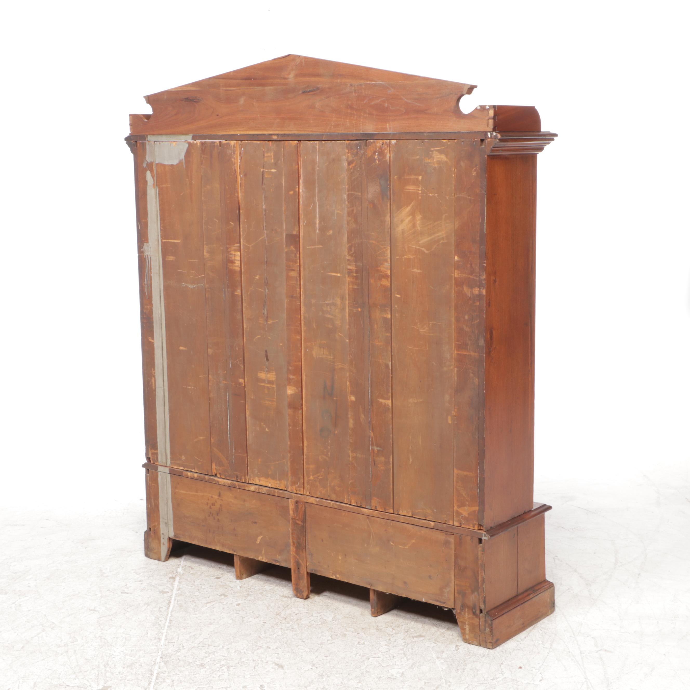 Victorian Walnut and Burl Walnut Glass-Front Bookcase, Late 19th Century