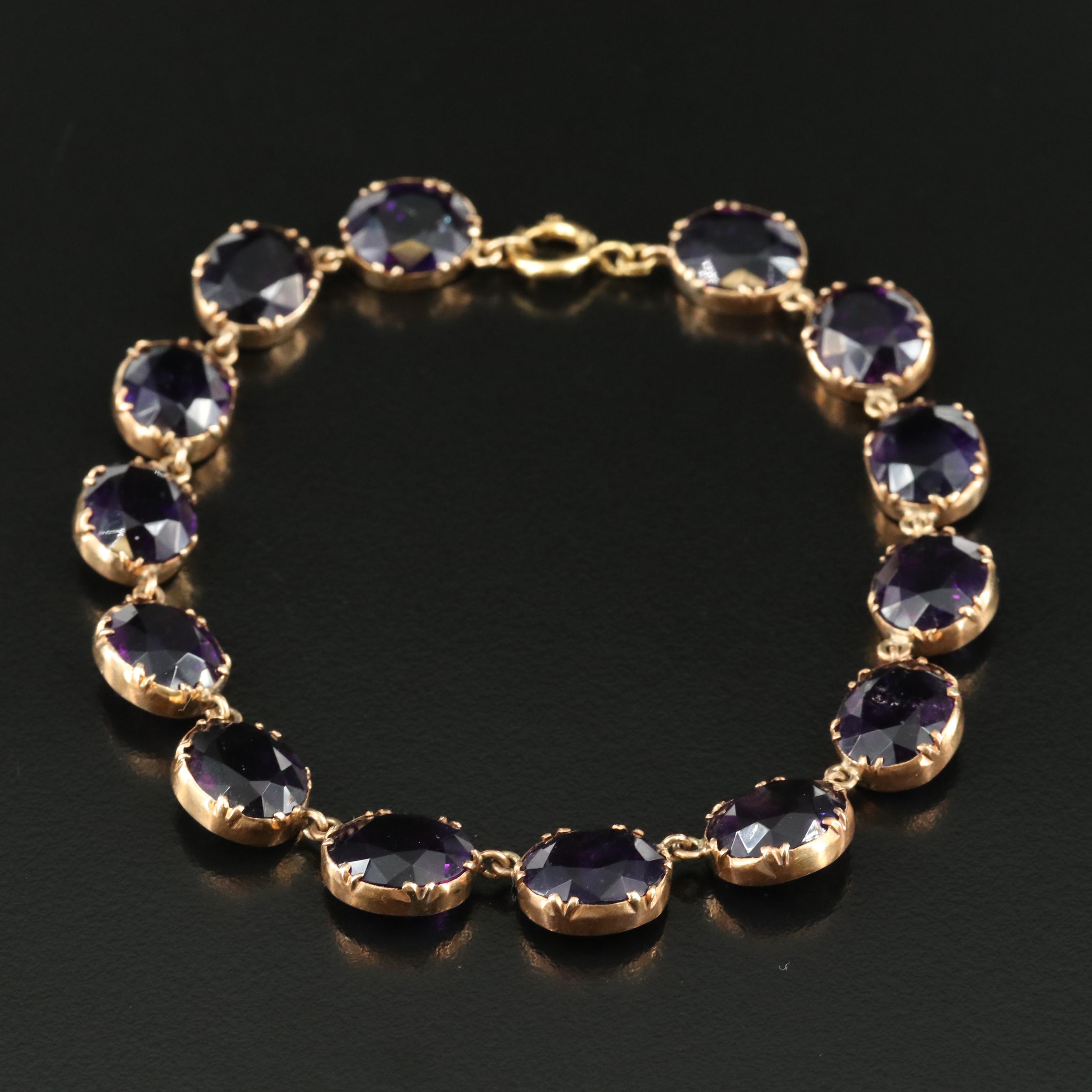 Antique 14K Amethyst Bracelet