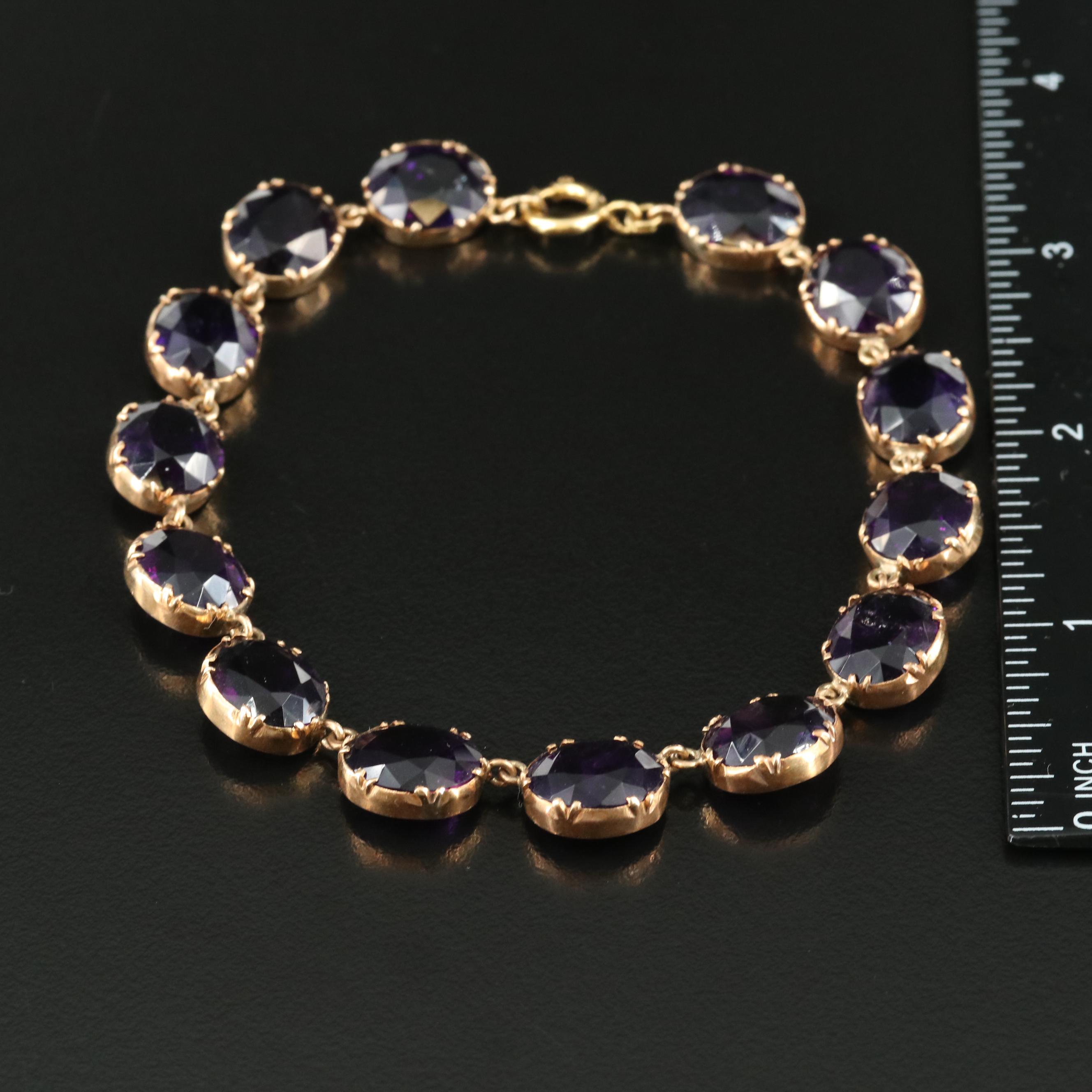Antique 14K Amethyst Bracelet
