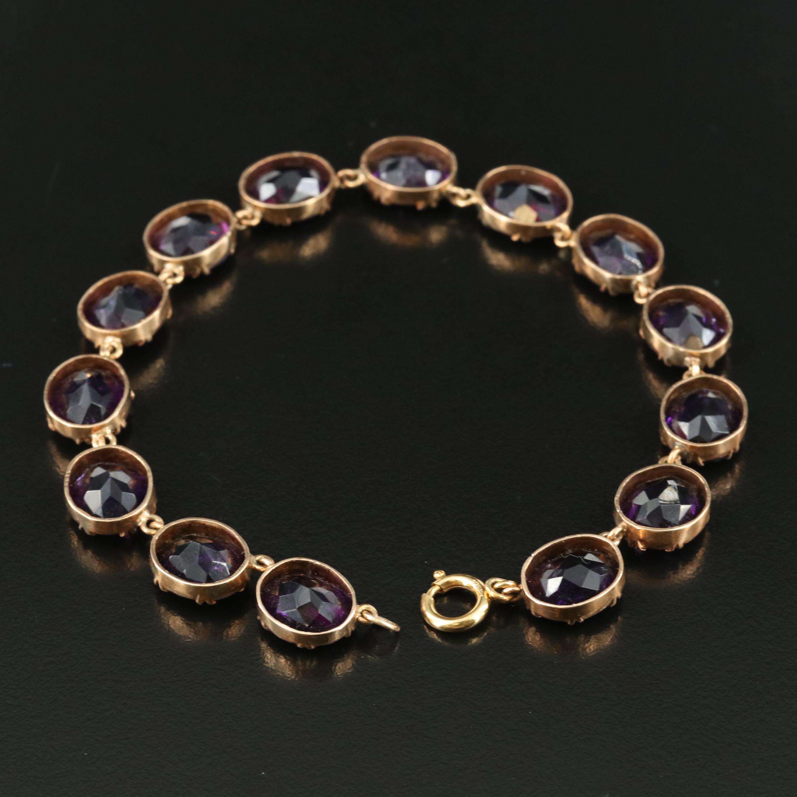 Antique 14K Amethyst Bracelet