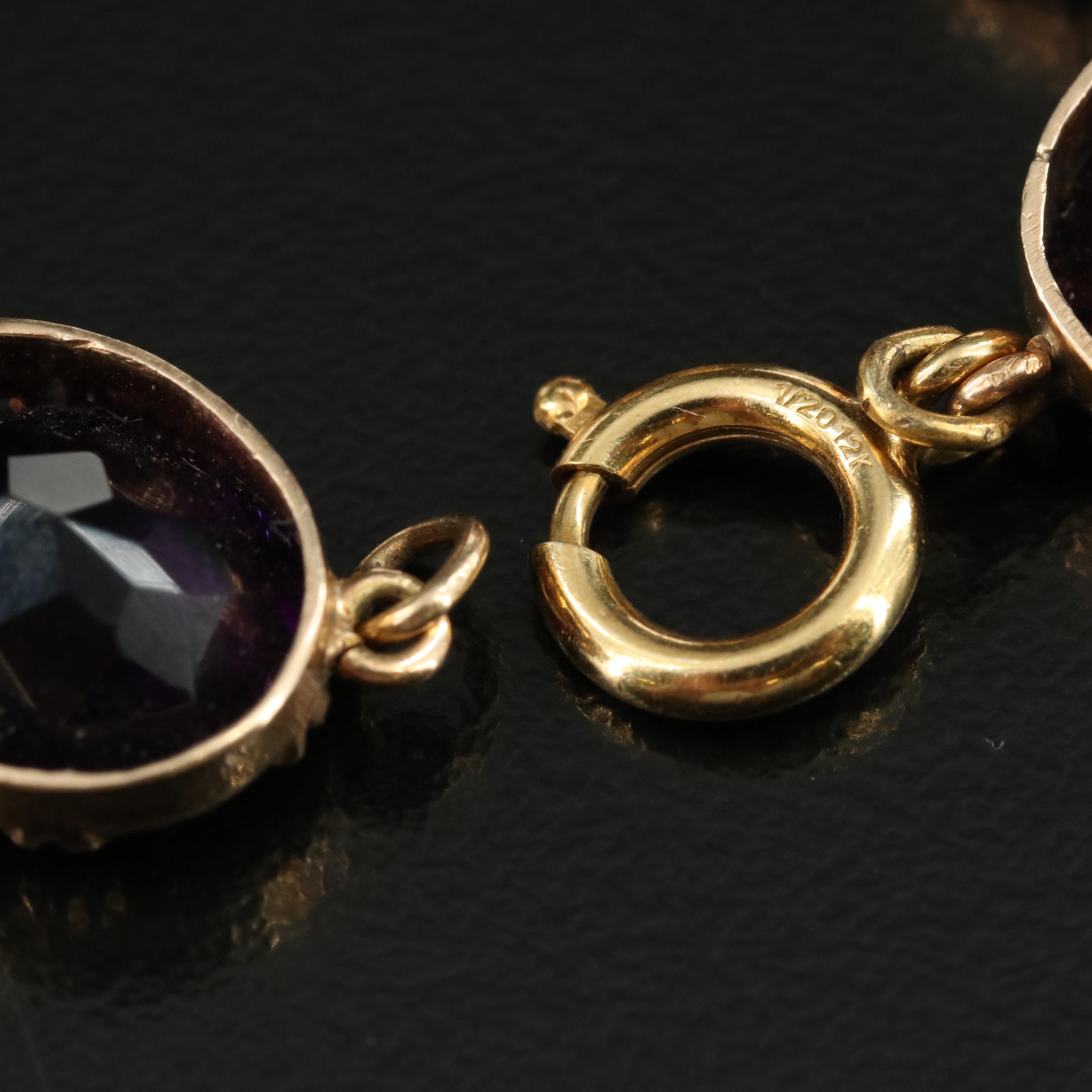 Antique 14K Amethyst Bracelet
