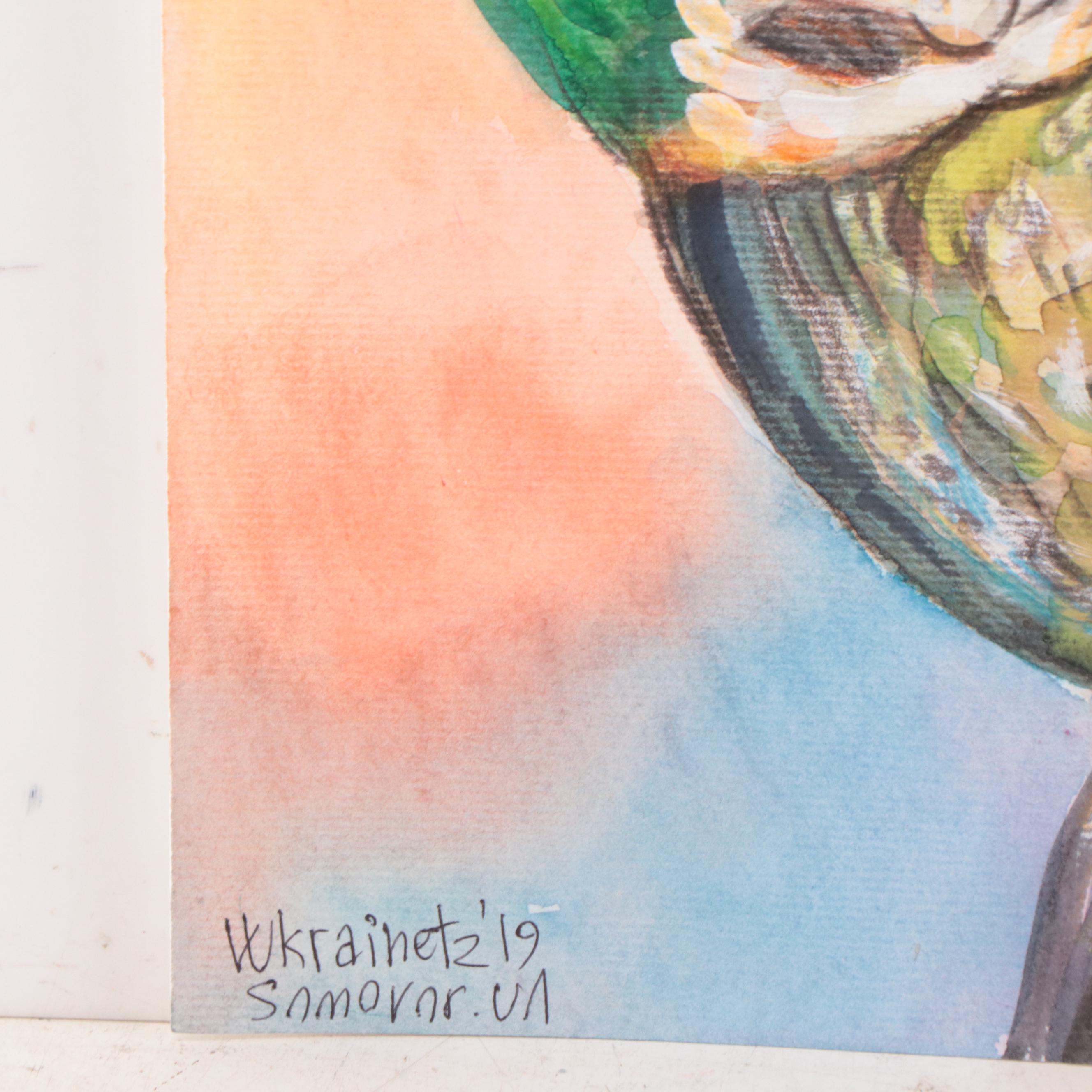 Watercolor Painting of Parrot, 2019