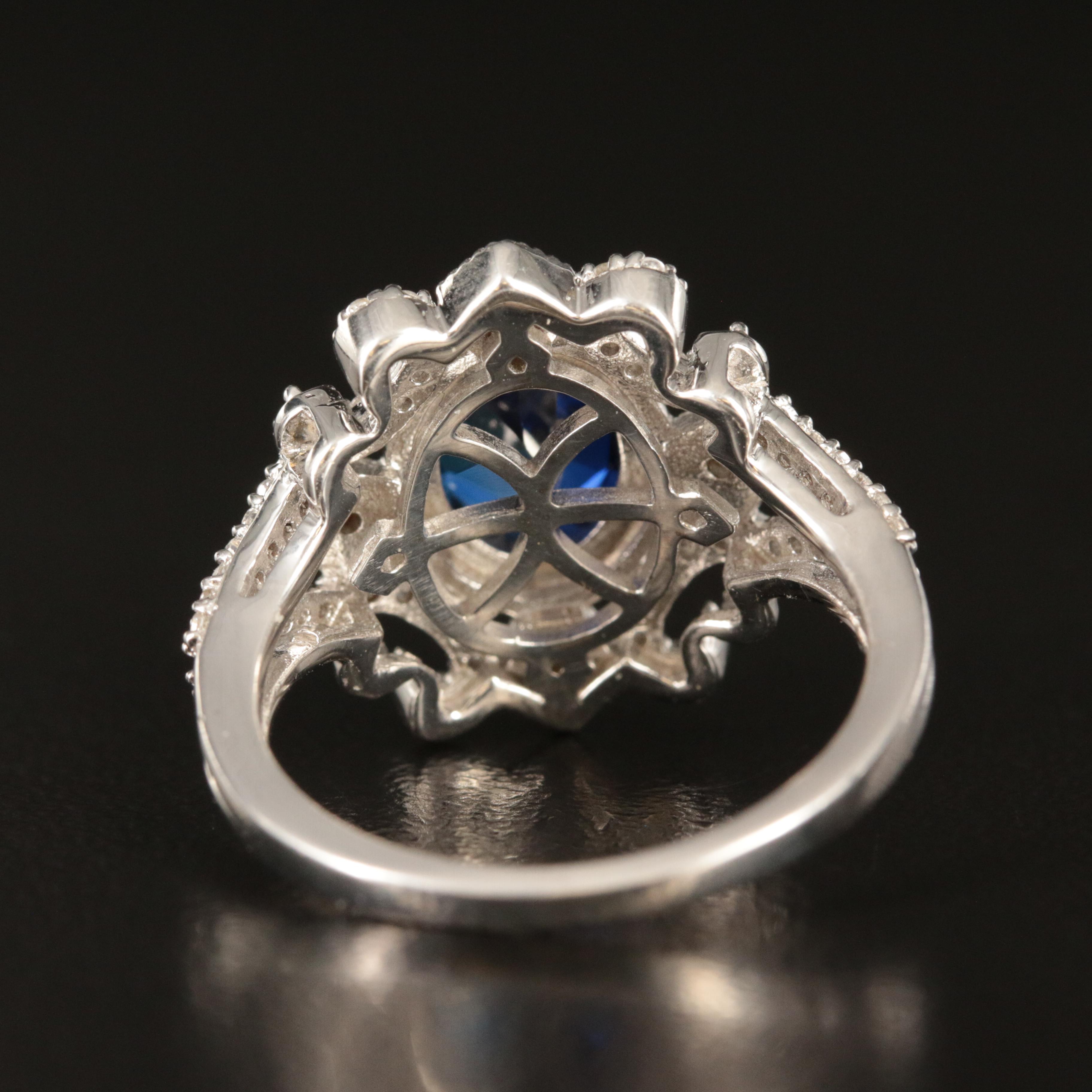 Sterling Sapphire and White Sapphire Ring