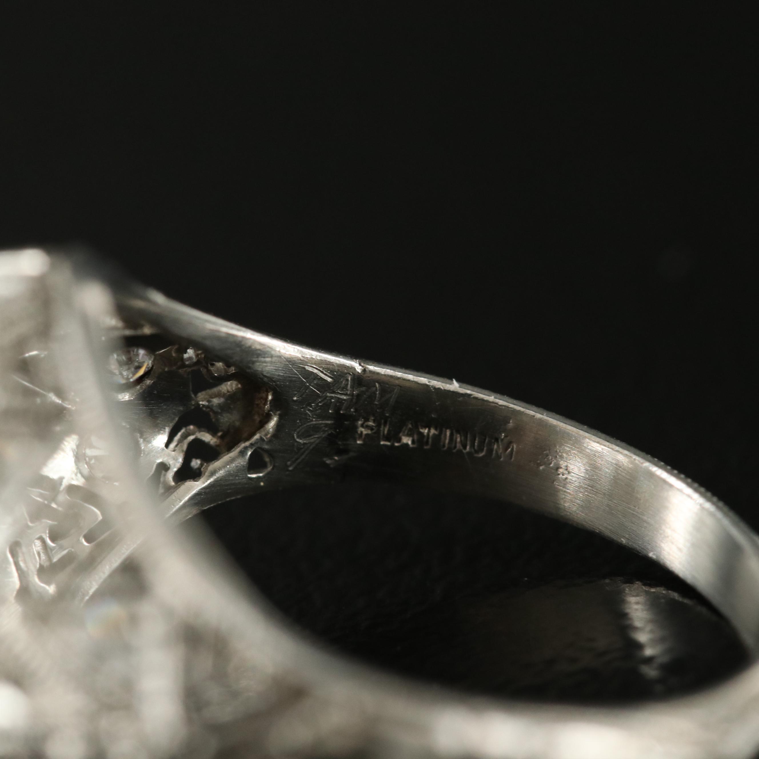 Art Deco Platinum 1.23 CTW Diamond Openwork Dome Ring with Milgrain Detail