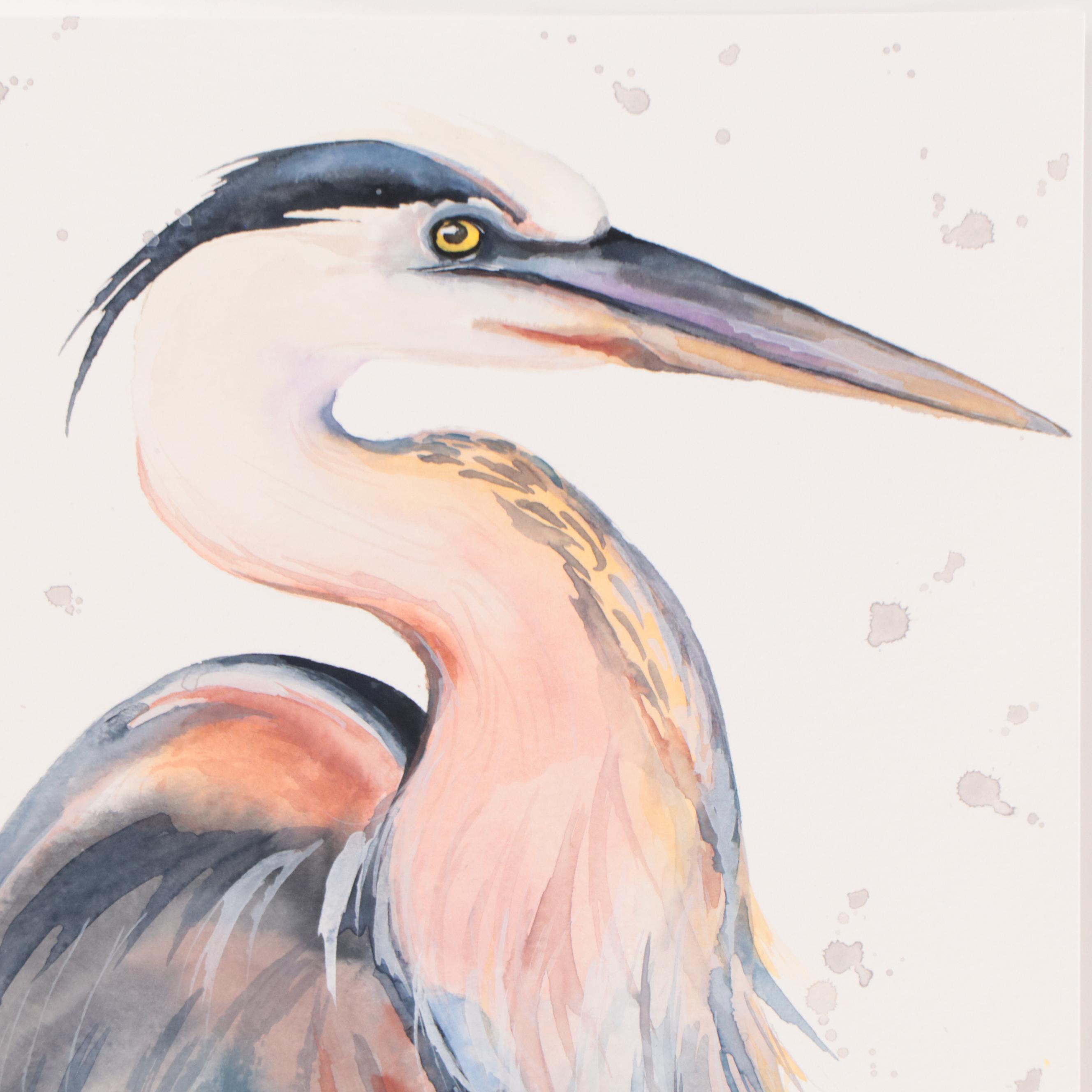 Watercolor Painting of Heron, 2023