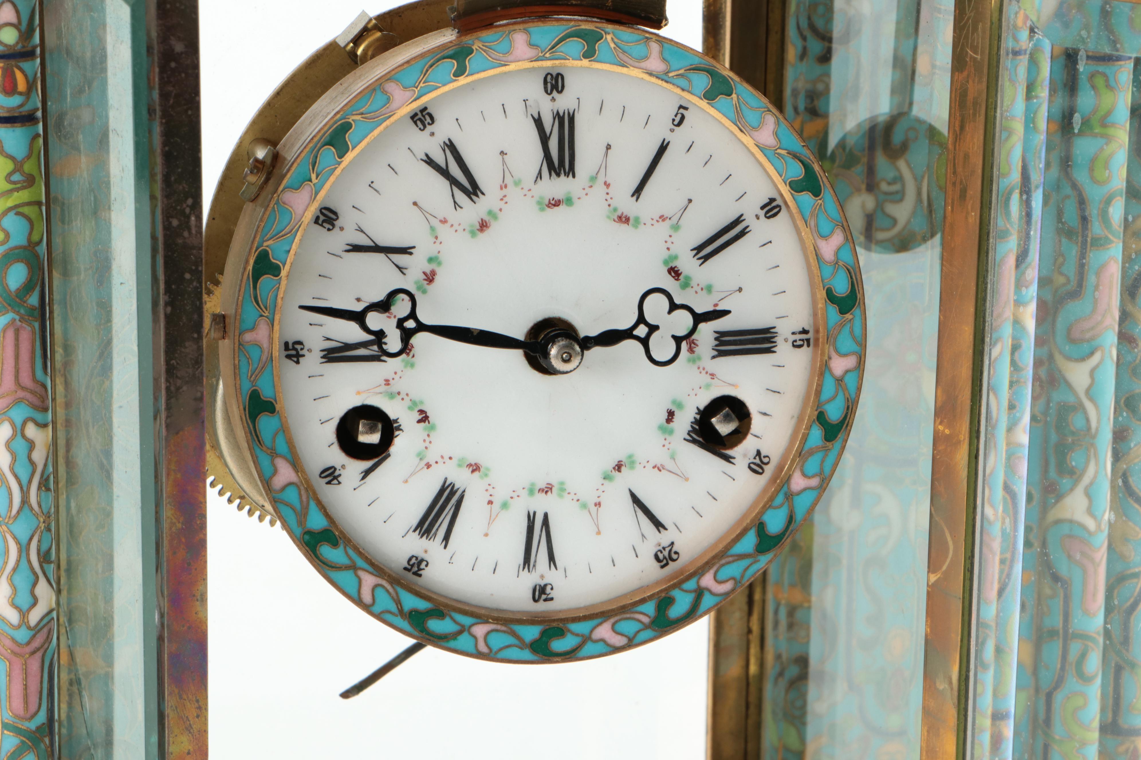 French Style Chinese Cloisonné Enamel Carriage Clock, Mid to Late 20th Century