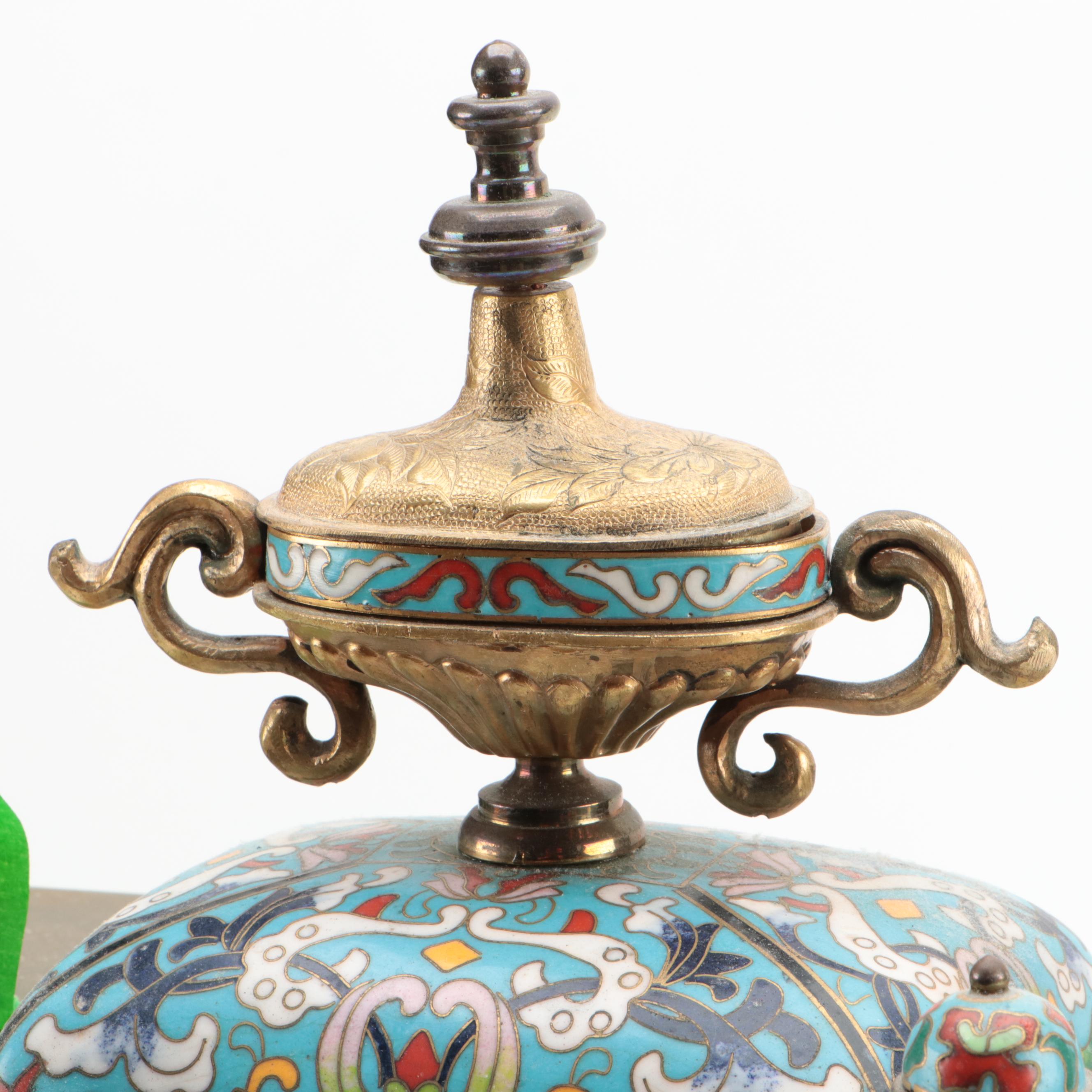 French Style Chinese Cloisonné Enamel Carriage Clock, Mid to Late 20th Century