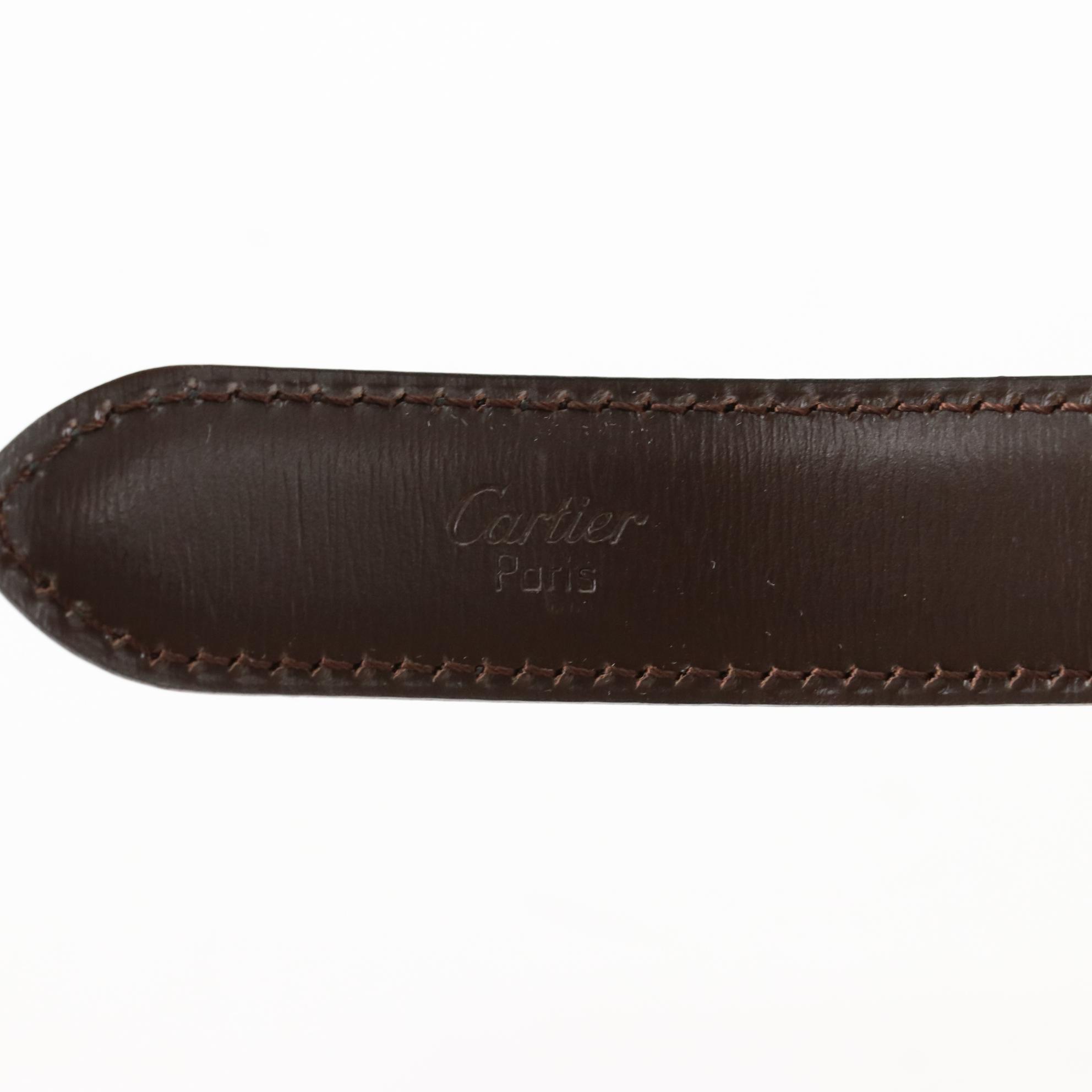 Cartier Panthère Buckle Reversible Belt in Brown/Black Calfskin Leather with Box
