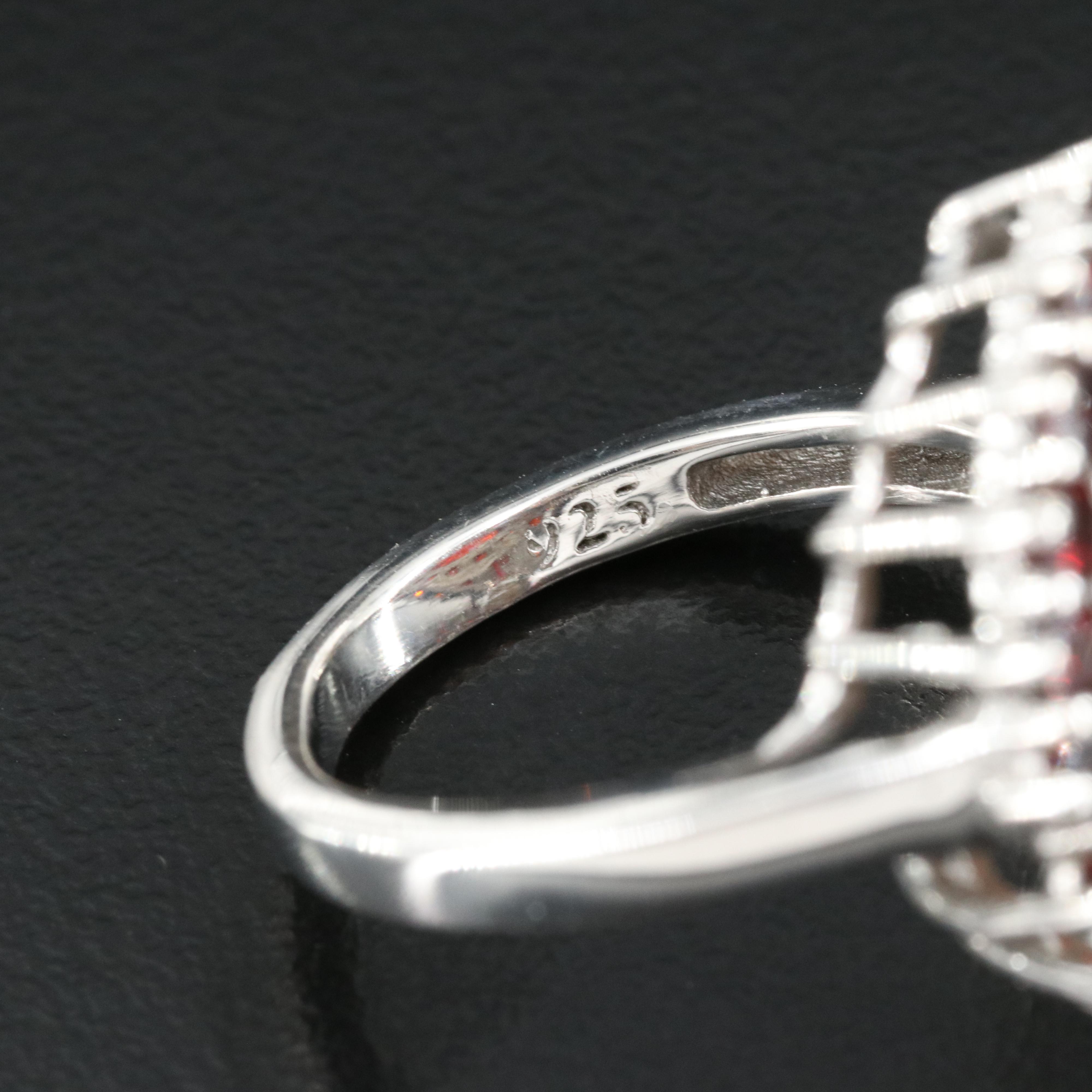 Sterling Garnet Cluster Ring