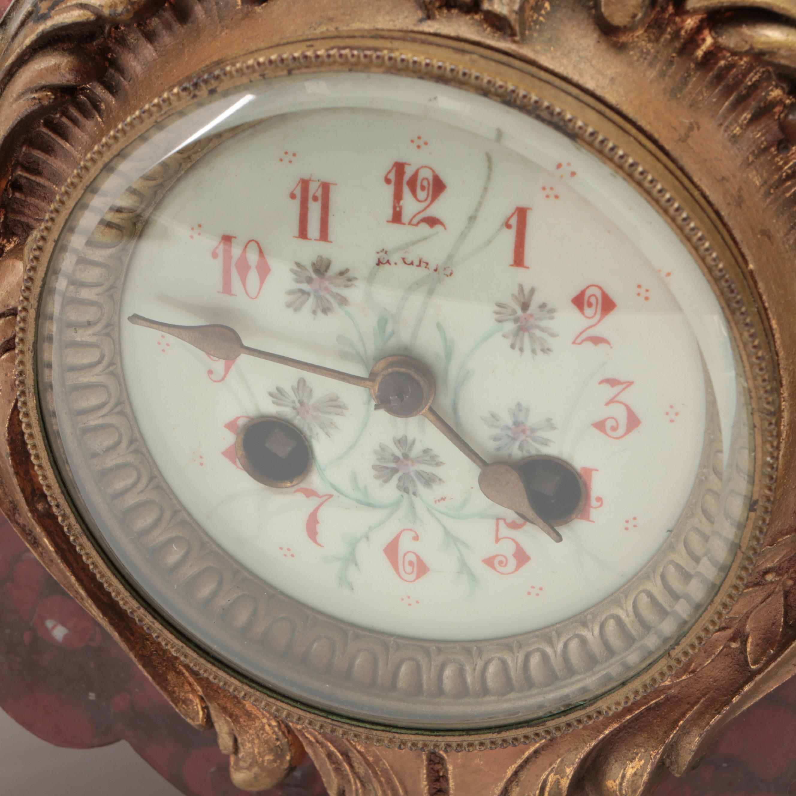 French Marble and Ormolu Mounted Mantel Clock after Hip. Moreau "Jeanne d'Arc"