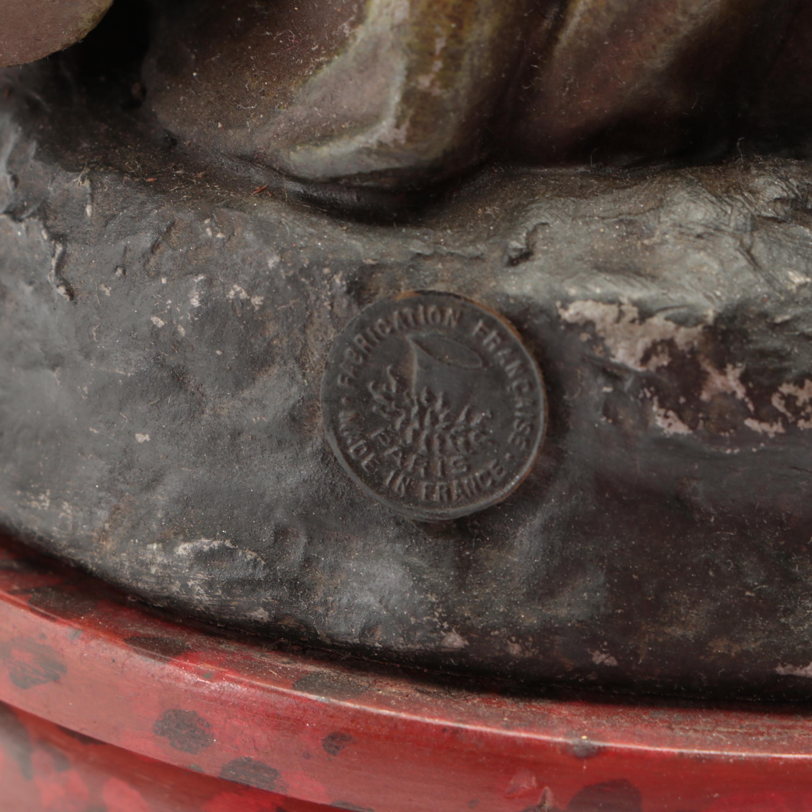 French Marble and Ormolu Mounted Mantel Clock after Hip. Moreau "Jeanne d'Arc"