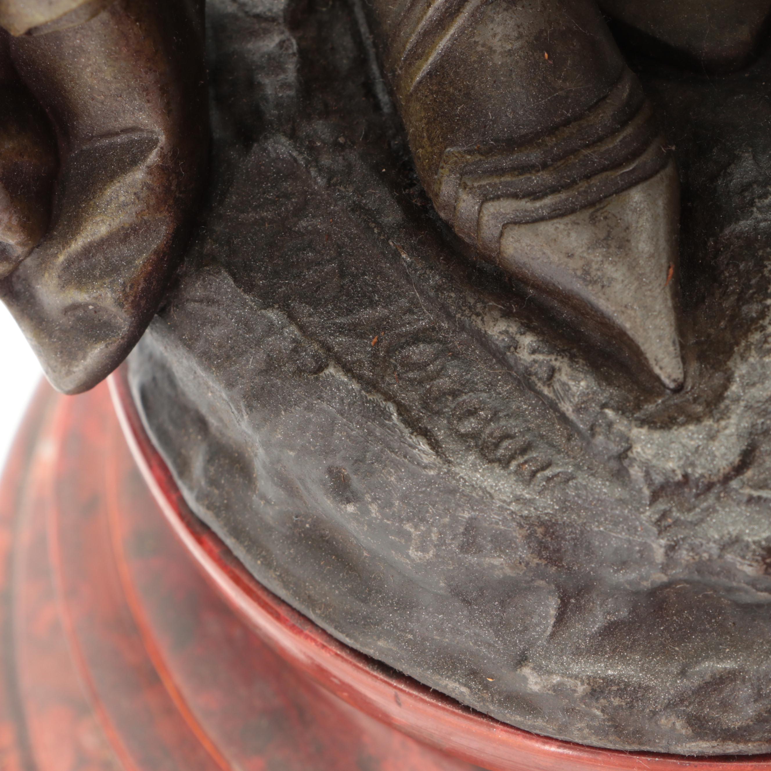 French Marble and Ormolu Mounted Mantel Clock after Hip. Moreau "Jeanne d'Arc"