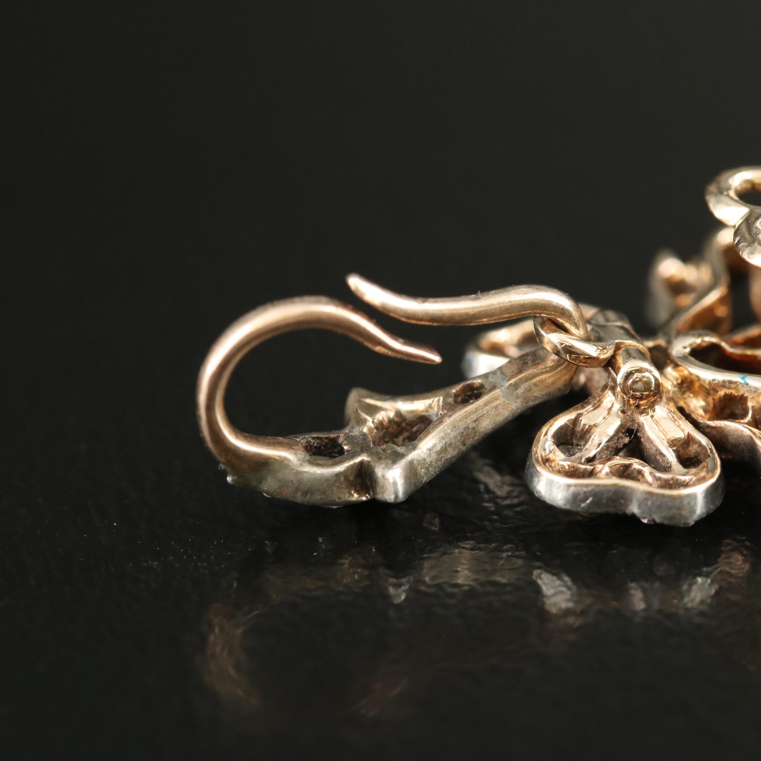 Belle Epoque Sterling and 14K Laurel Leaf Wreath Converter Brooch with Bow