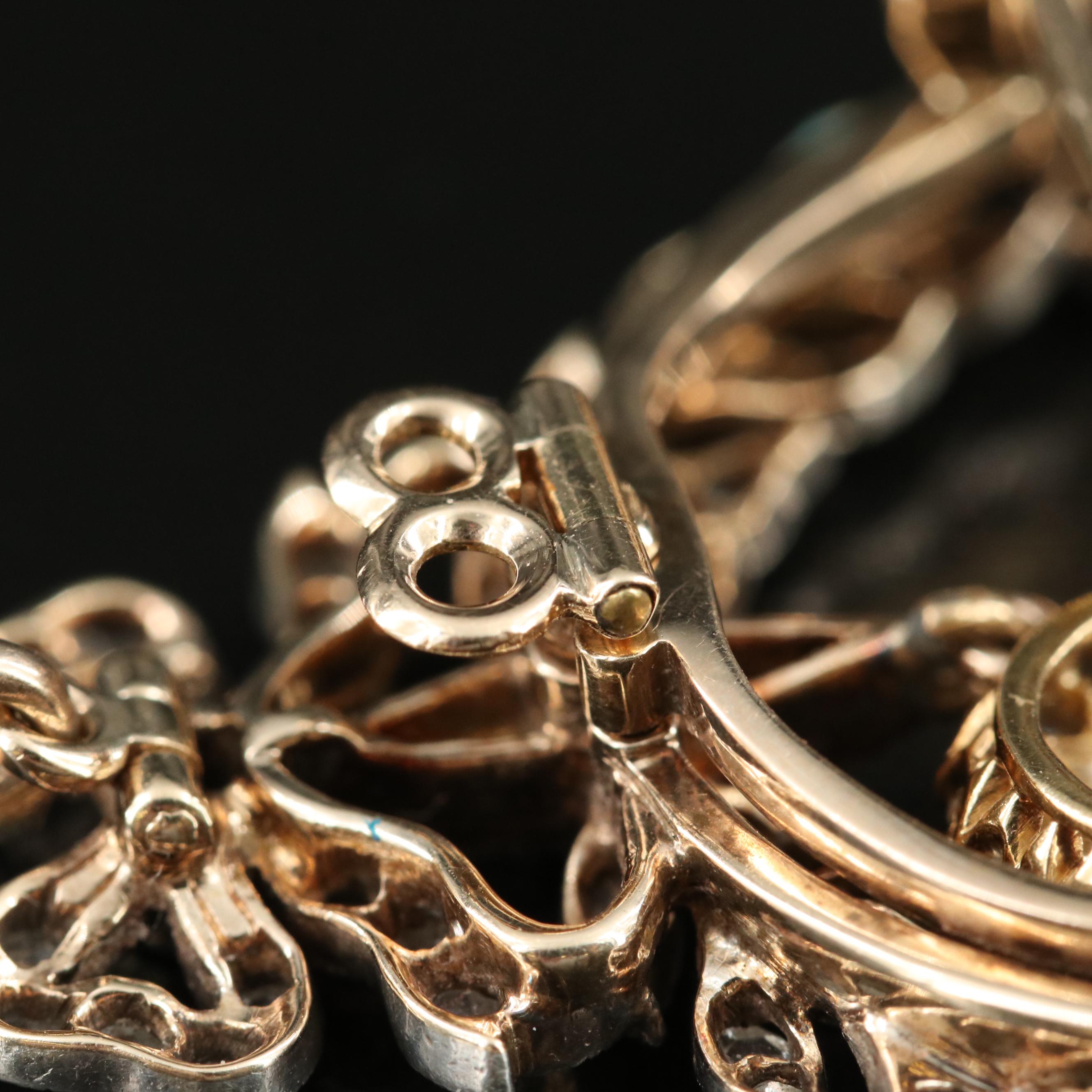 Belle Epoque Sterling and 14K Laurel Leaf Wreath Converter Brooch with Bow