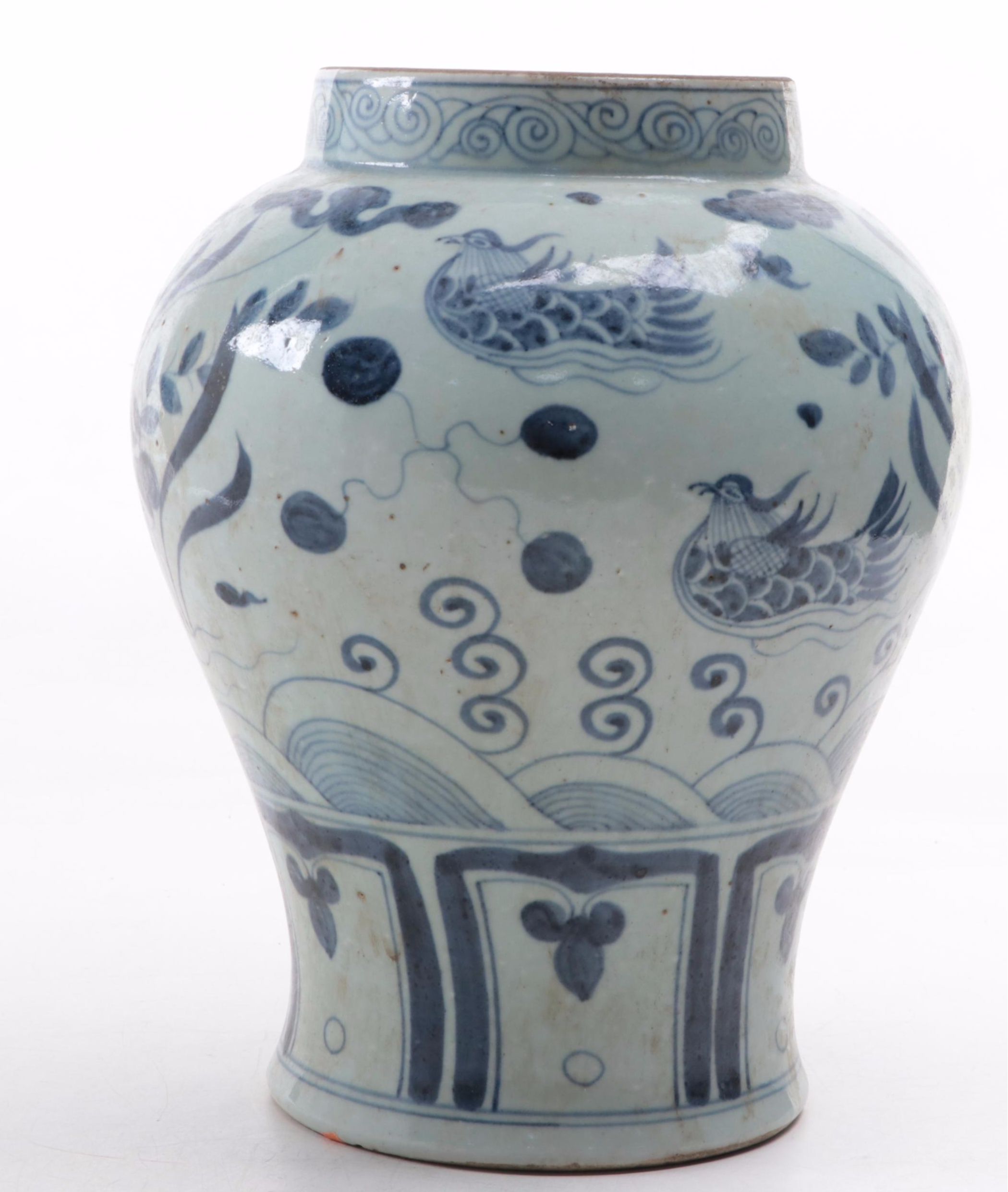 Chinese Blue and White Painted Earthenware Ginger Jar