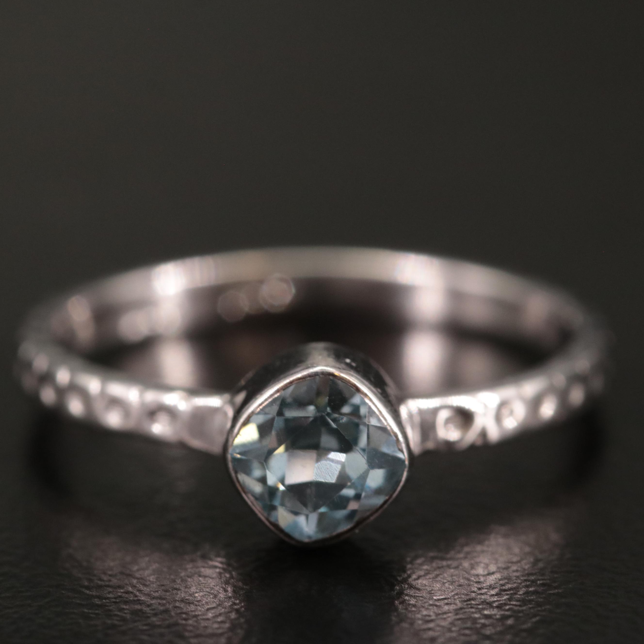 Sterling Blue Topaz Solitaire Ring