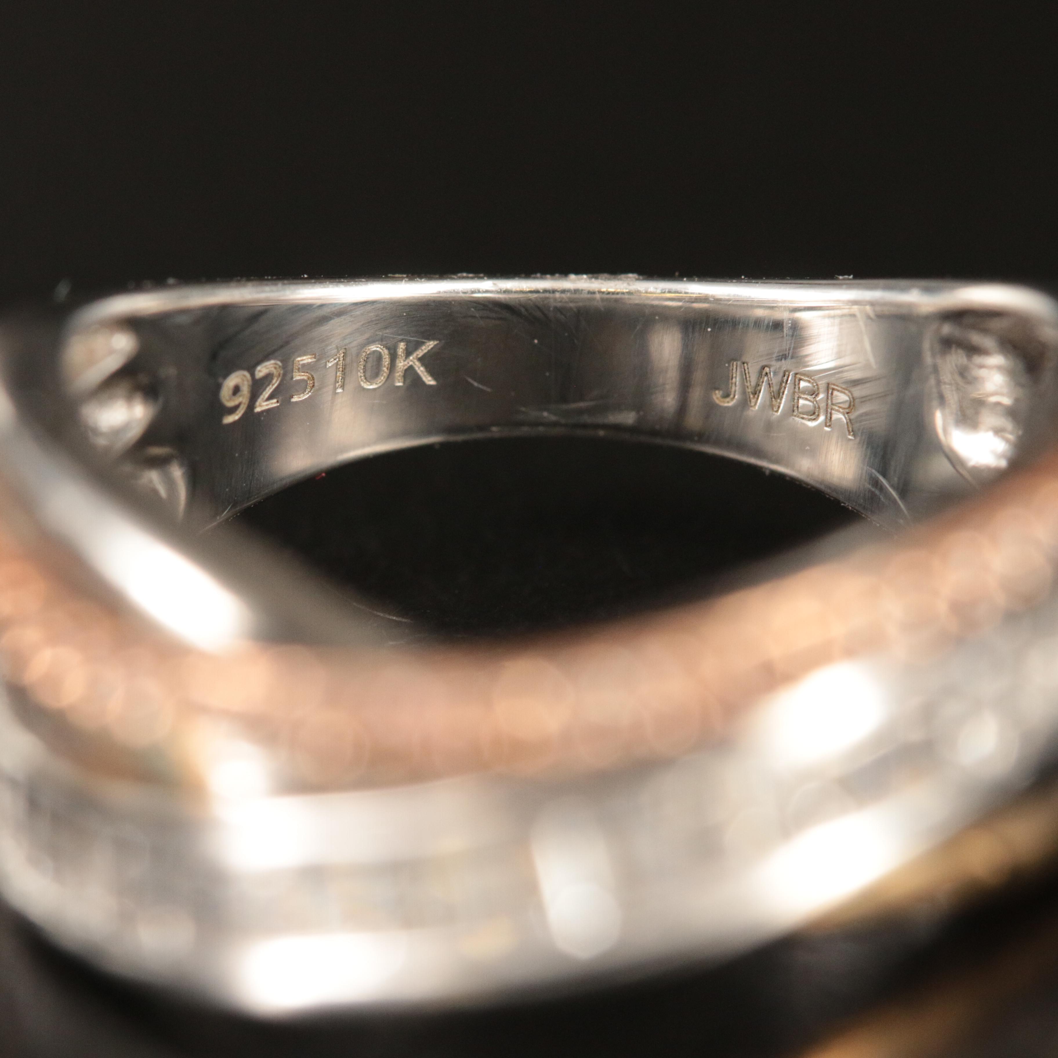 Sterling White Sapphire Crossover Ring with 10K Accents