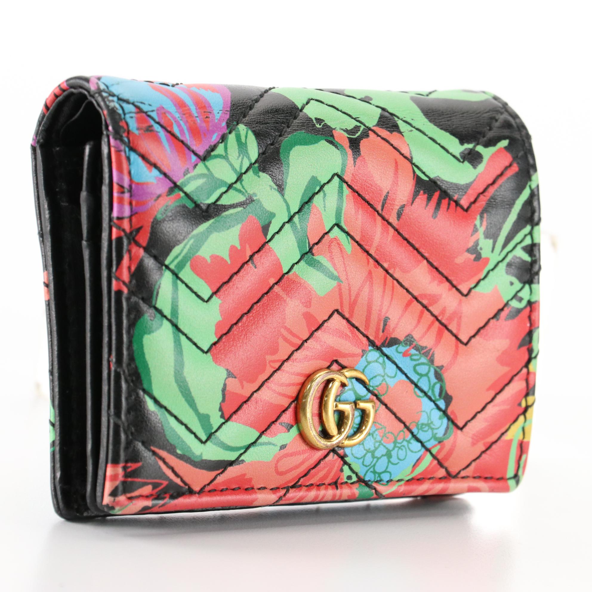 Gucci x Ken Scott GG Marmont Mini Compact Wallet in Printed Leather