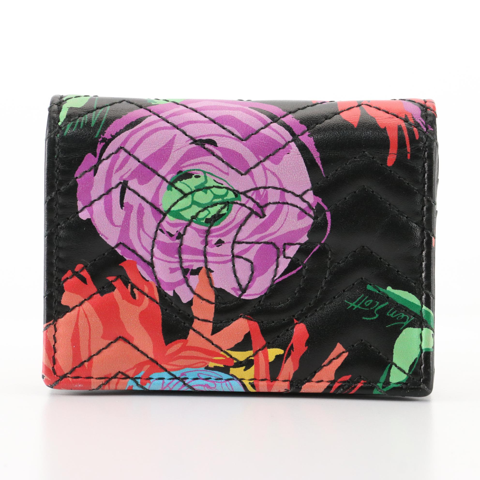 Gucci x Ken Scott GG Marmont Mini Compact Wallet in Printed Leather