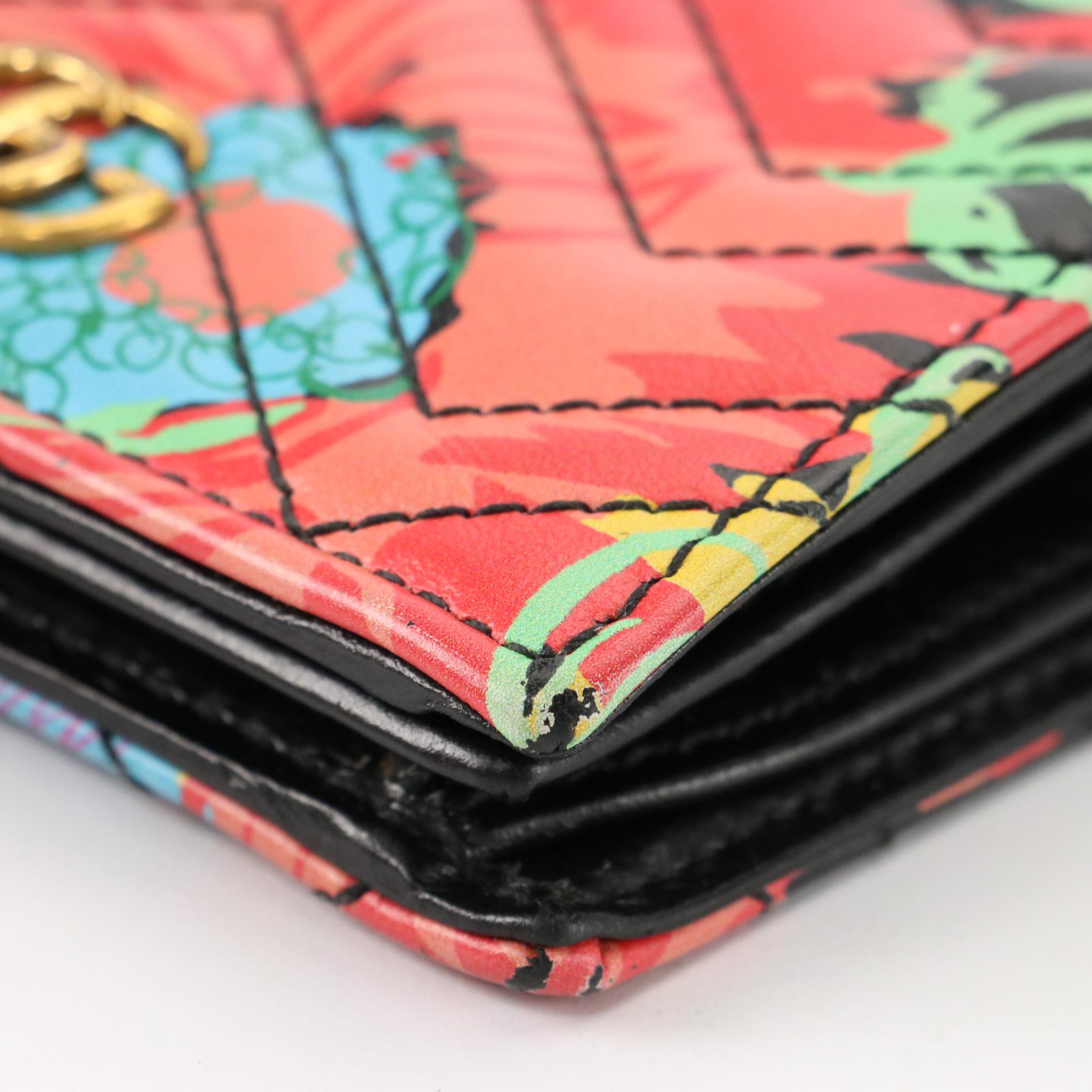 Gucci x Ken Scott GG Marmont Mini Compact Wallet in Printed Leather