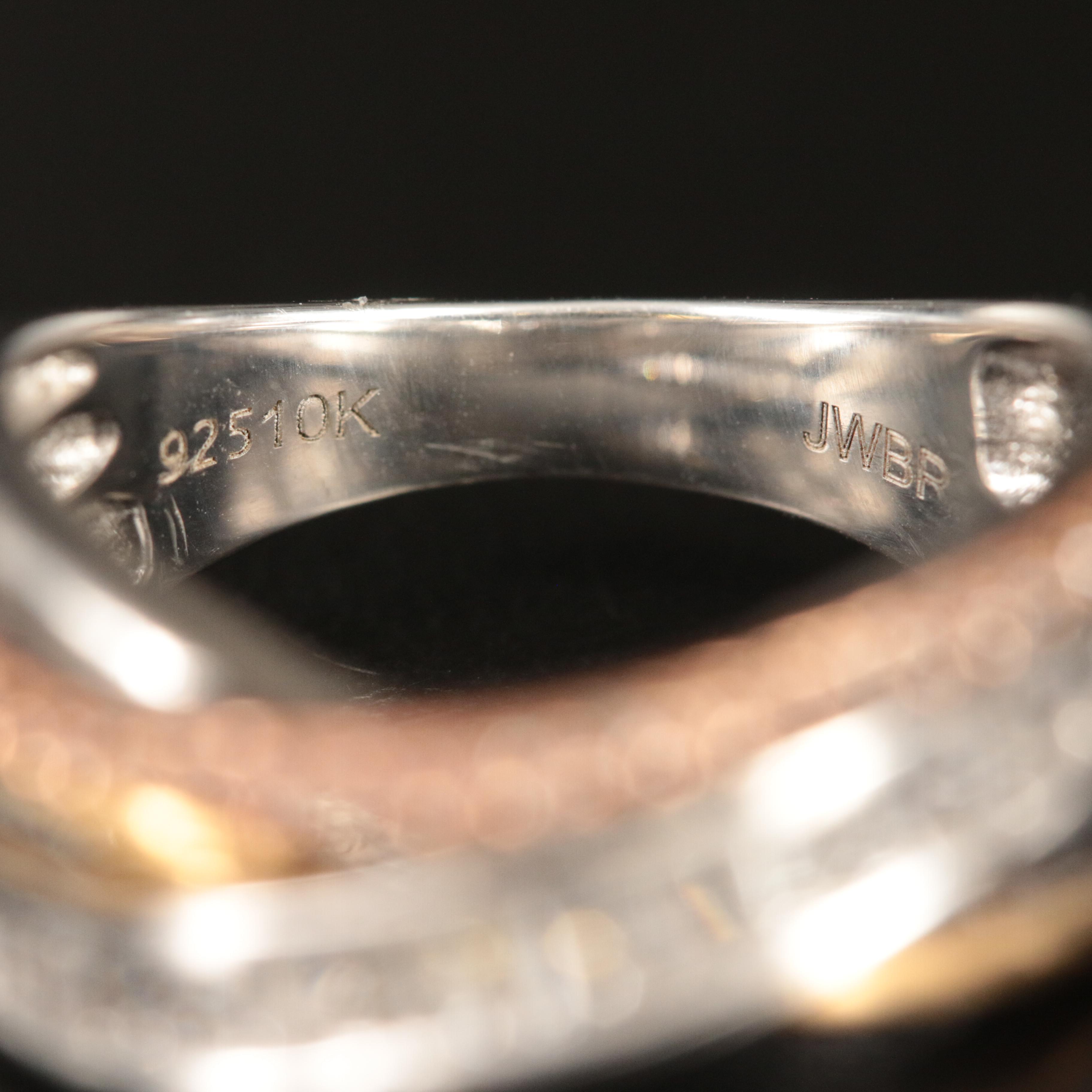 Sterling White Sapphire Crossover Ring with 10K Accents