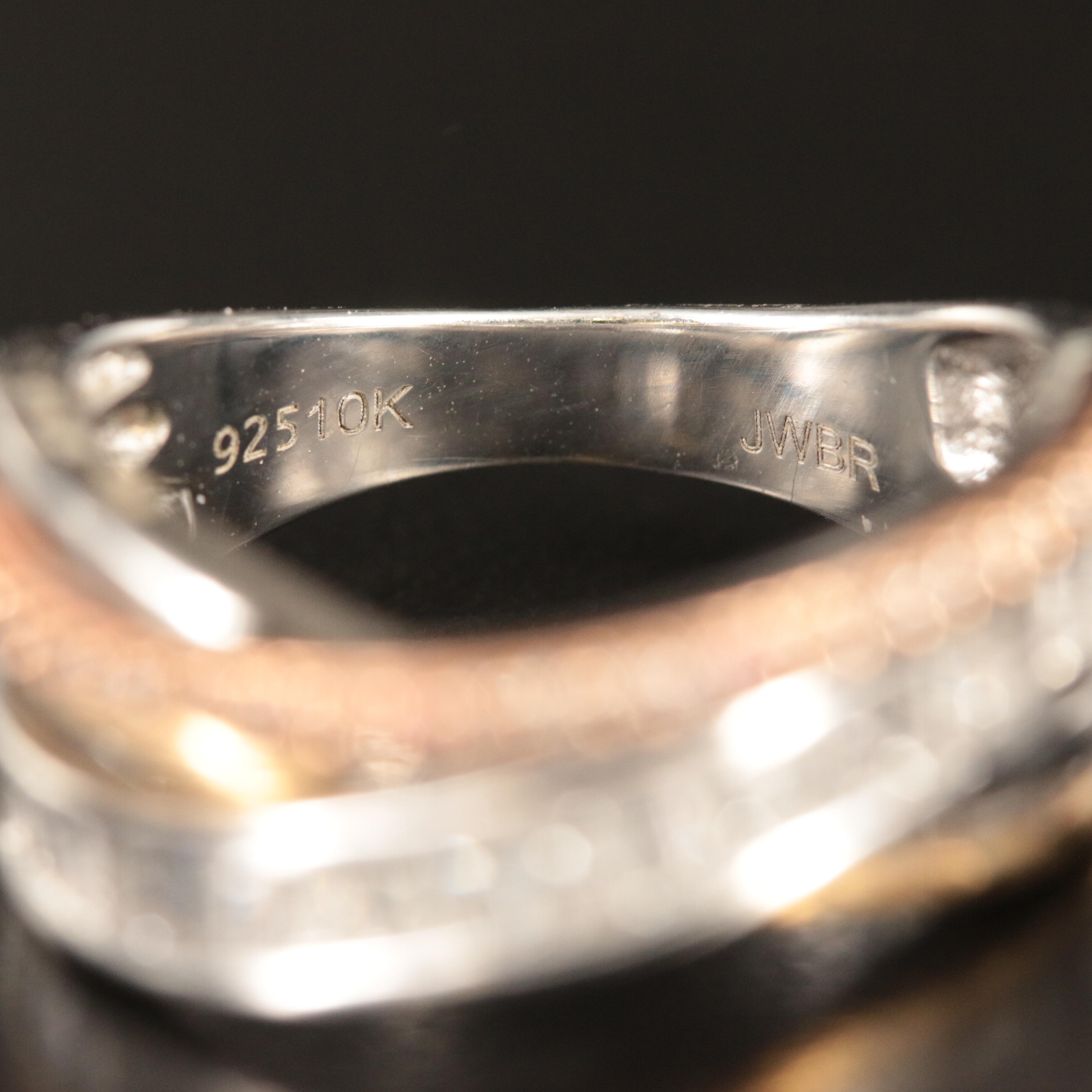 Sterling White Sapphire Crossover Ring with 10K Accents