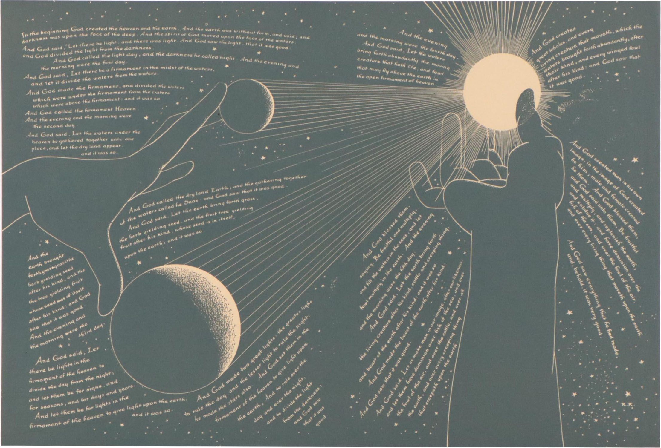 Rockwell Kent Wood Engraving End Page For "World-Famous Paintings," Circa 1939