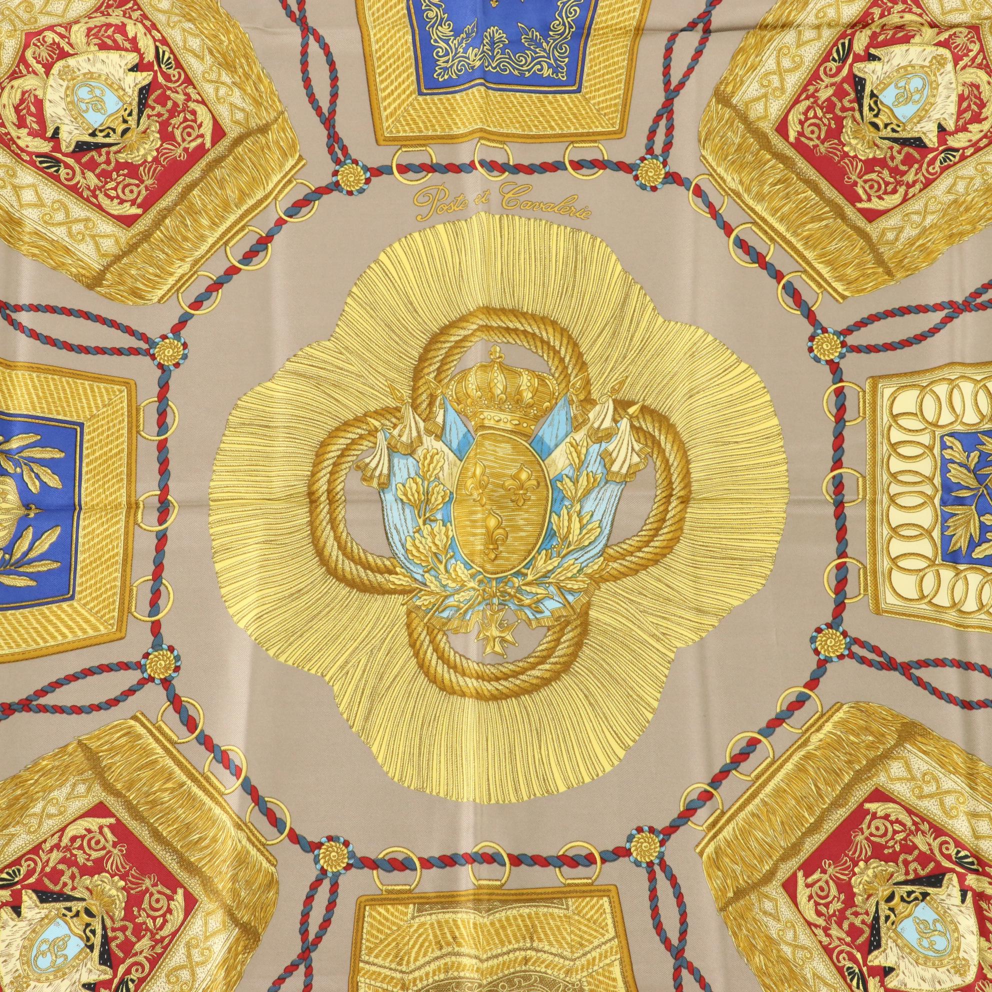 Hermès "Poste et Cavalerie" Scarf 90 in Silk Twill with Sleeve