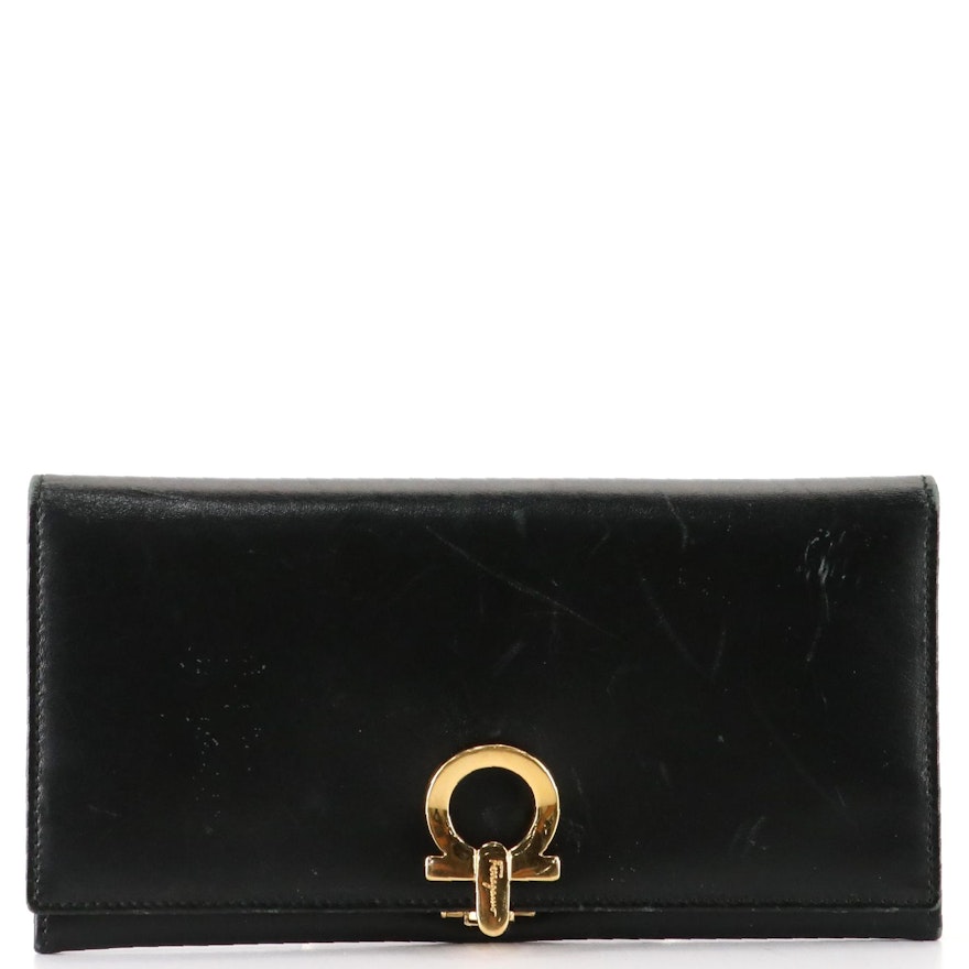 Salvatore Ferragamo Gancini Long Wallet in Smooth Leather