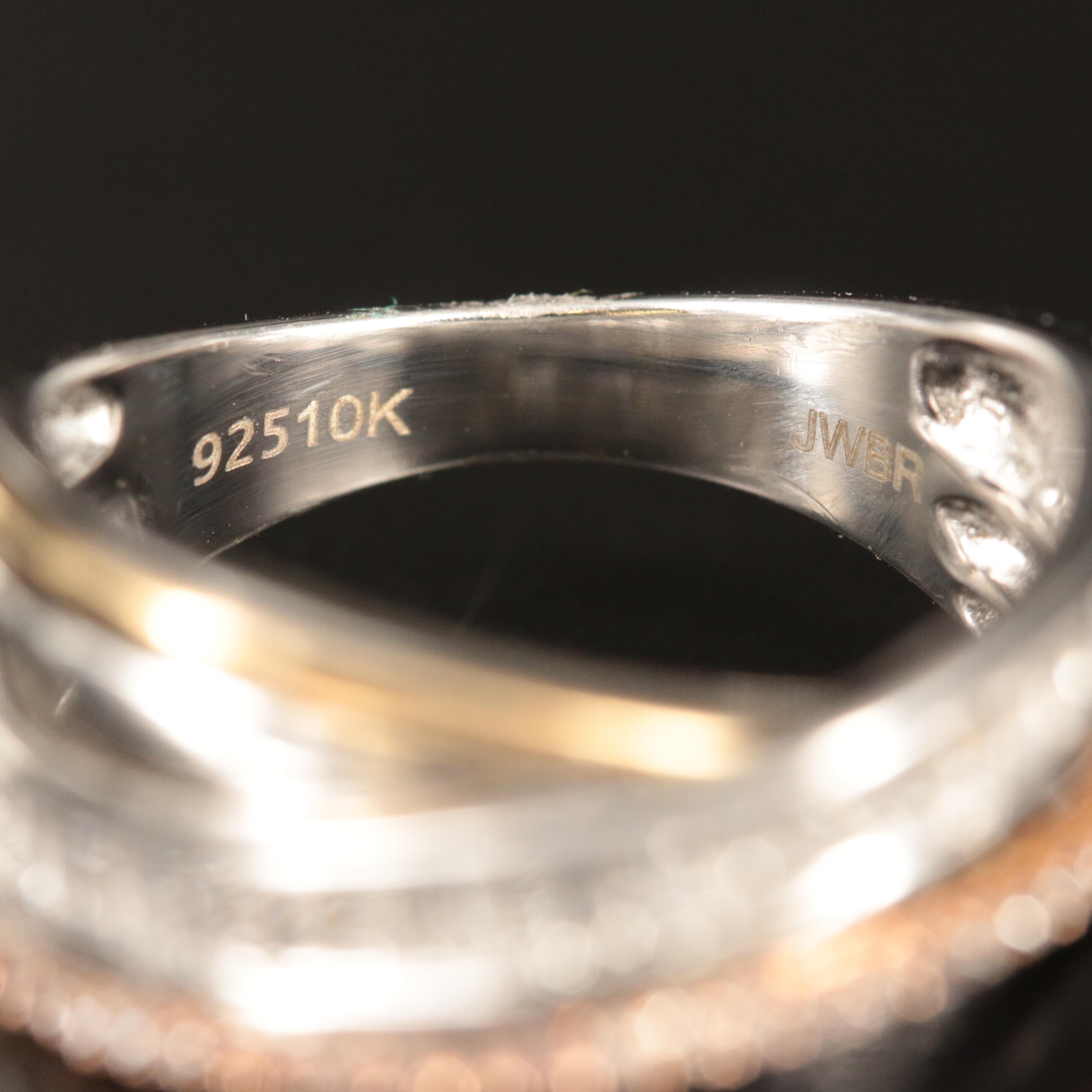 Sterling White Sapphire Crossover Ring with 10K Accents