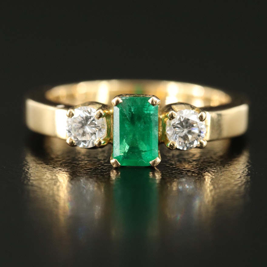 18K Emerald and Diamond Ring