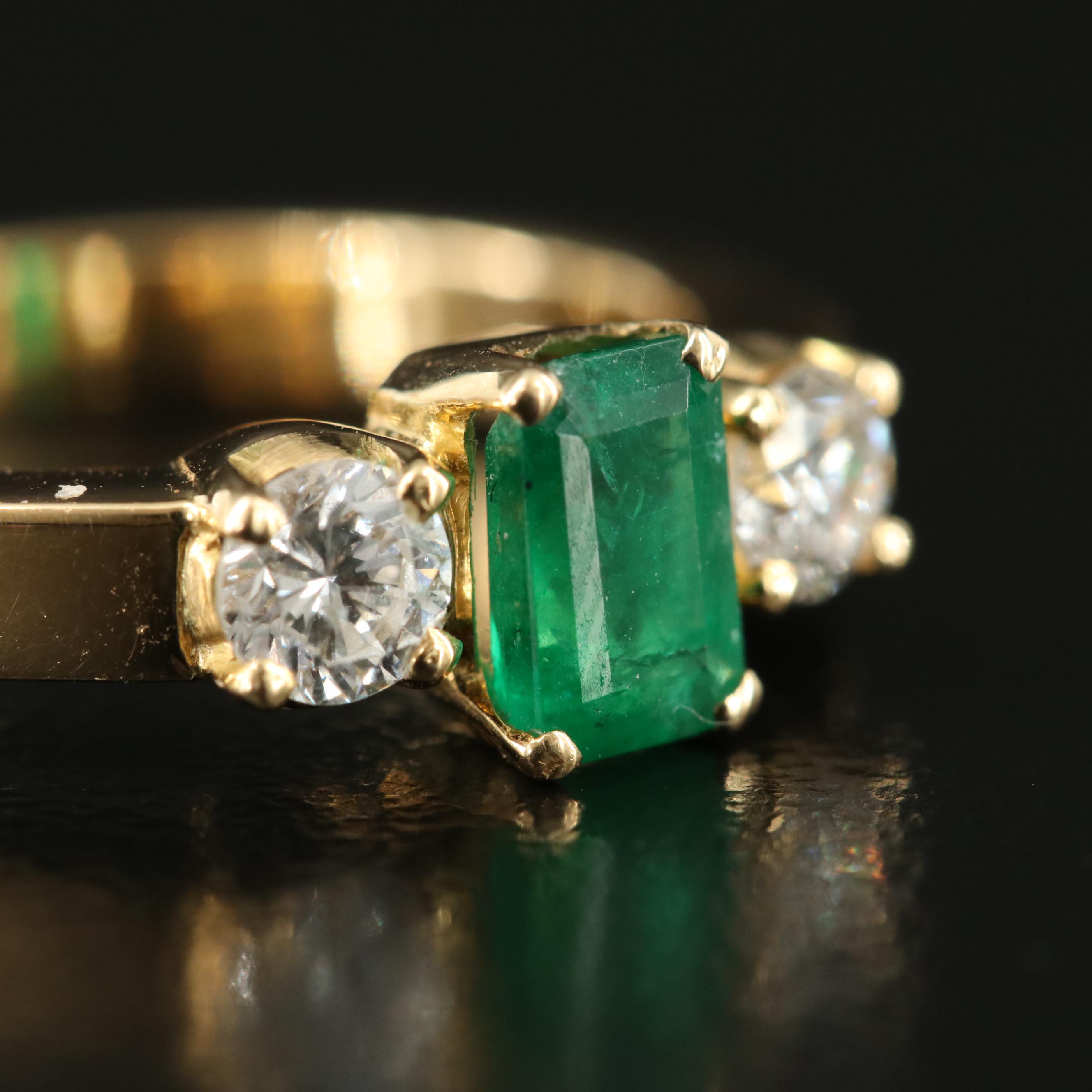 18K Emerald and Diamond Ring