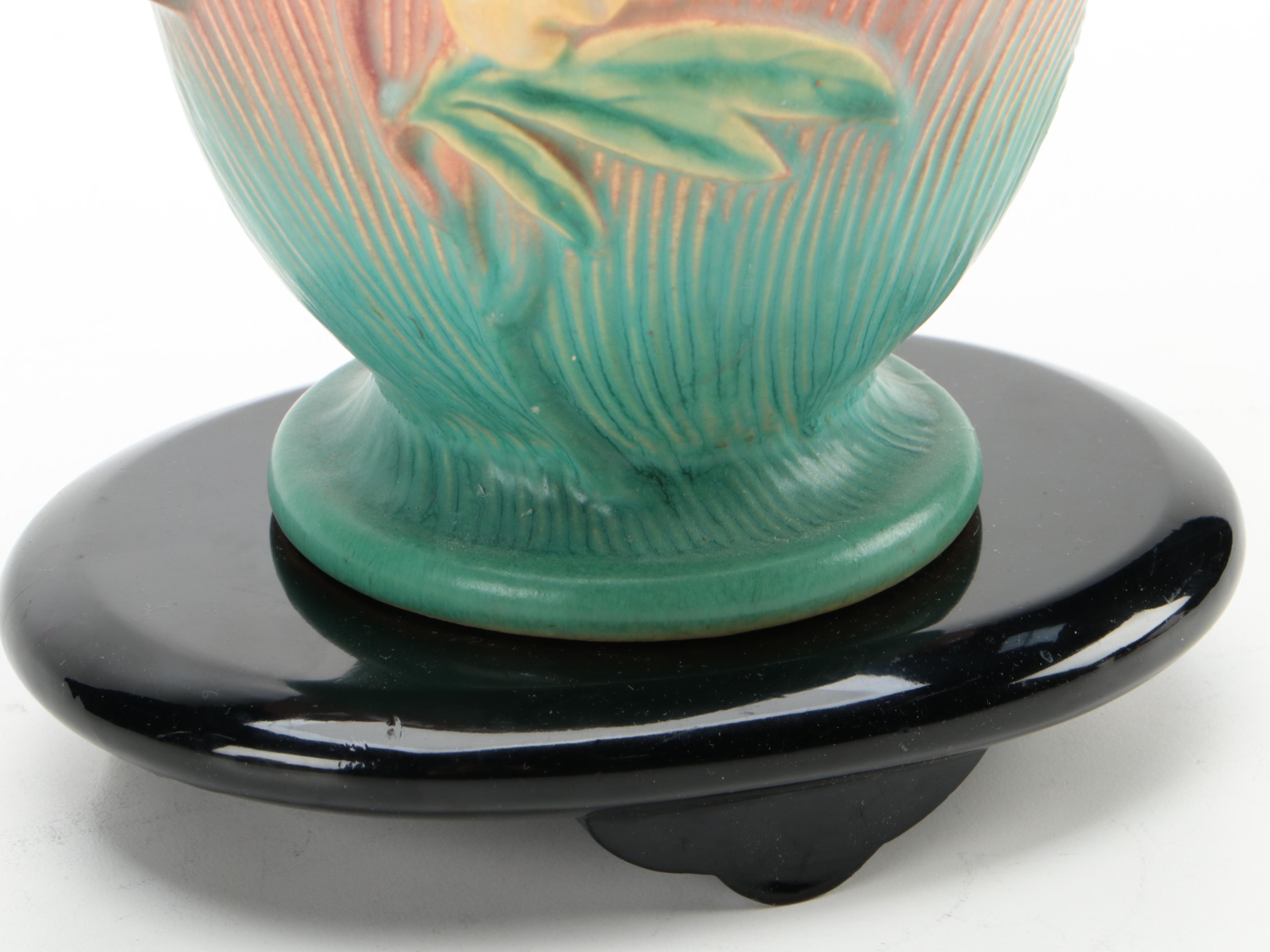 Roseville Pottery Double Handled Peony Vase