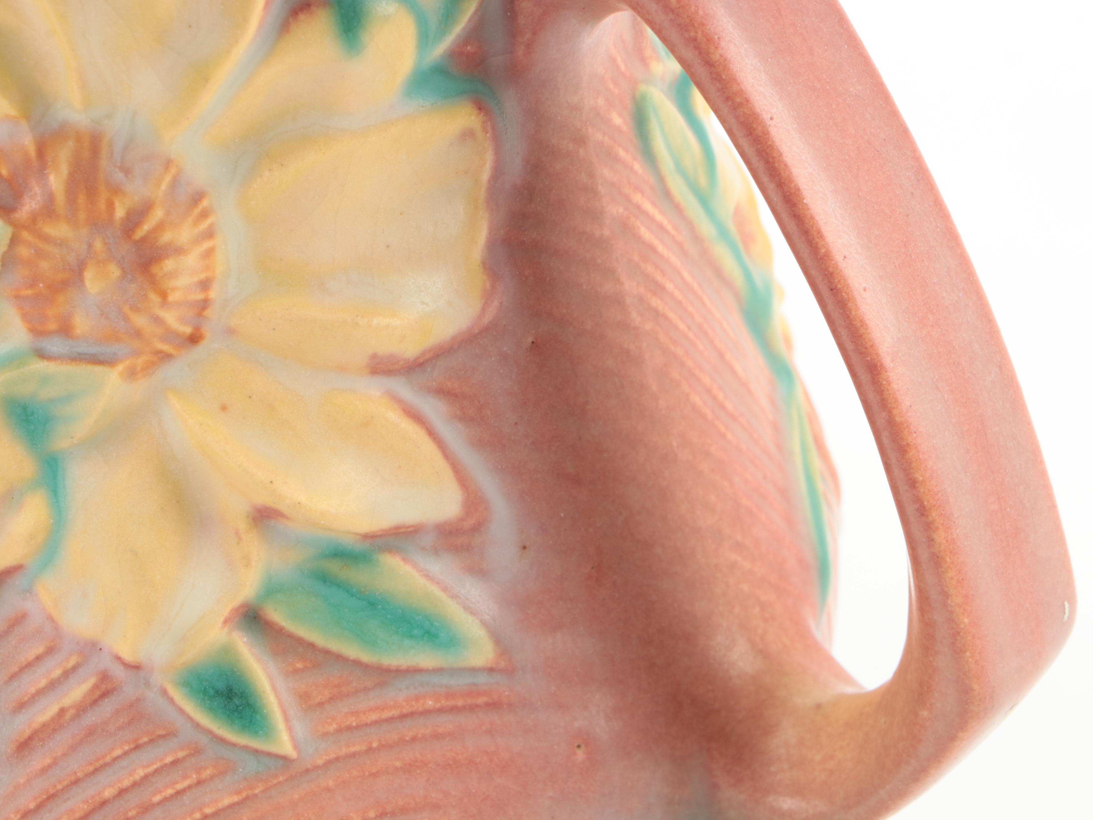 Roseville Pottery Double Handled Peony Vase