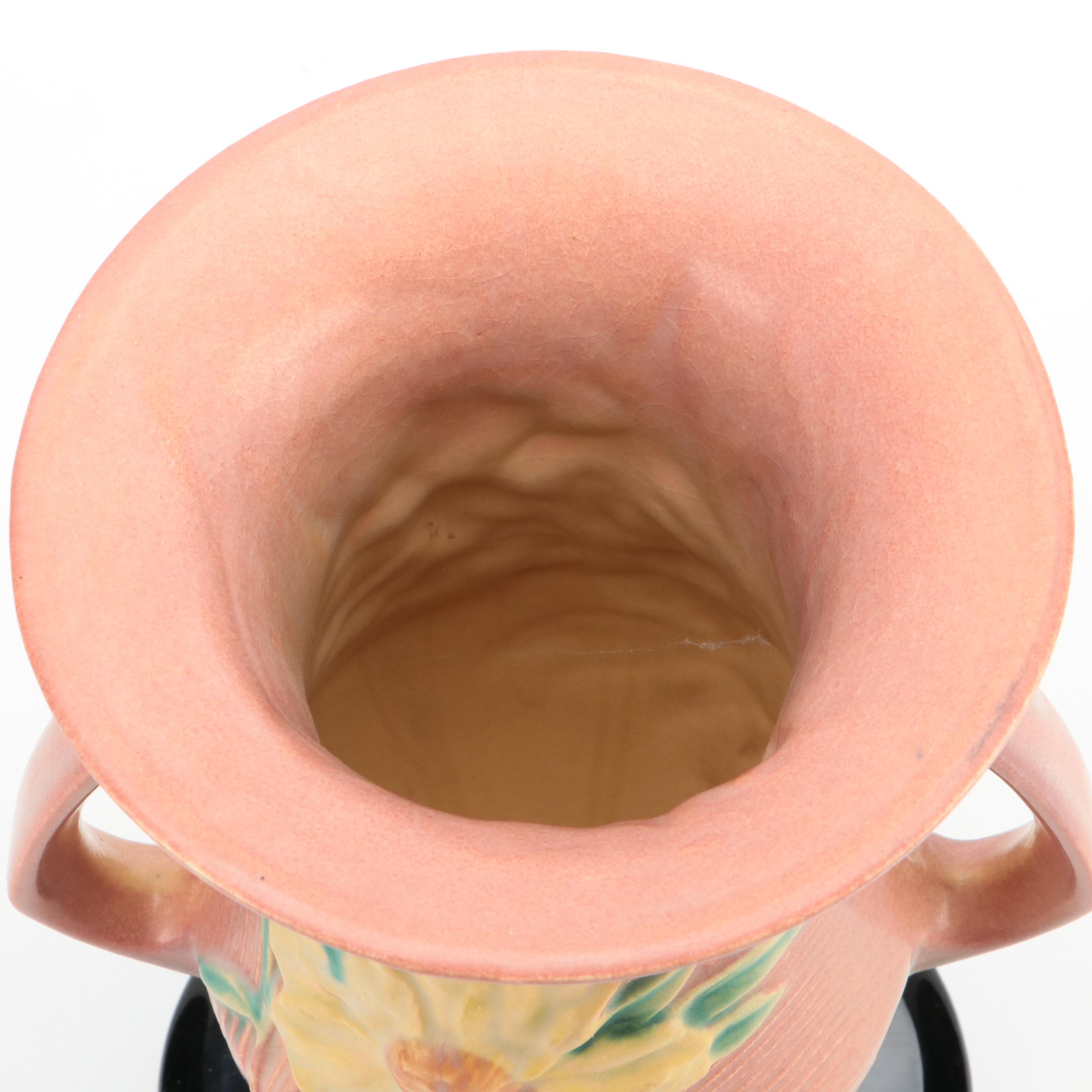 Roseville Pottery Double Handled Peony Vase
