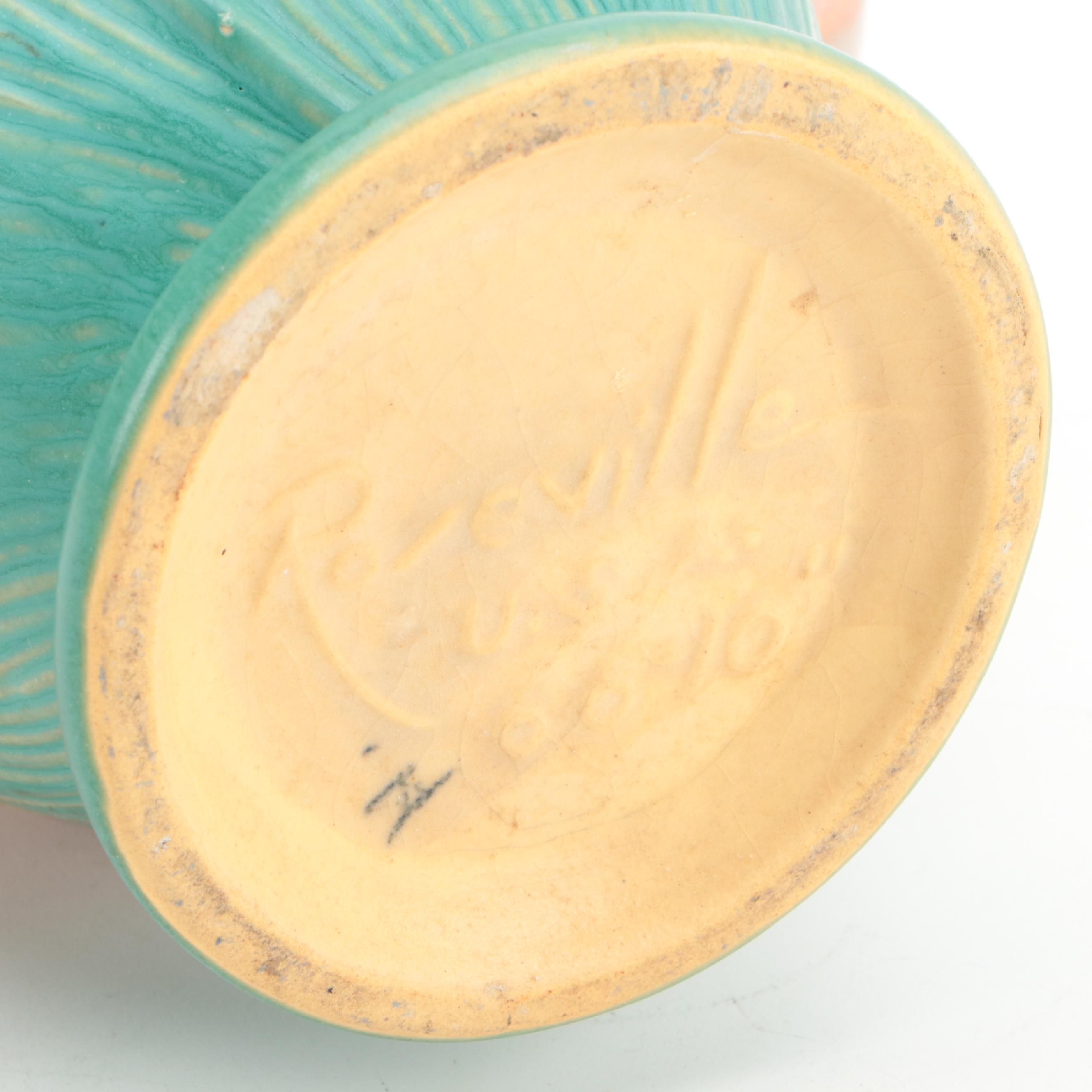 Roseville Pottery Double Handled Peony Vase