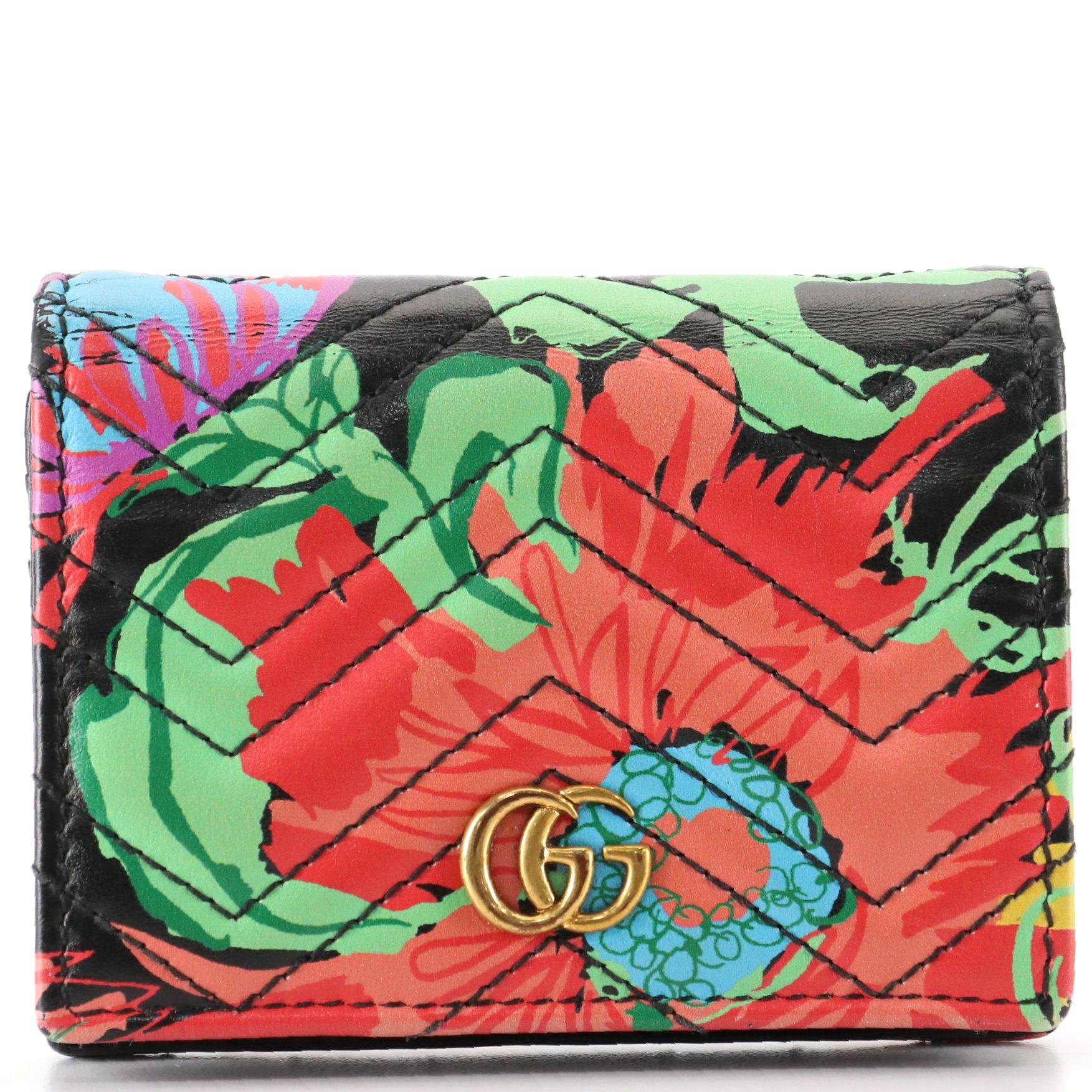 Gucci x Ken Scott GG Marmont Mini Compact Wallet in Printed Leather