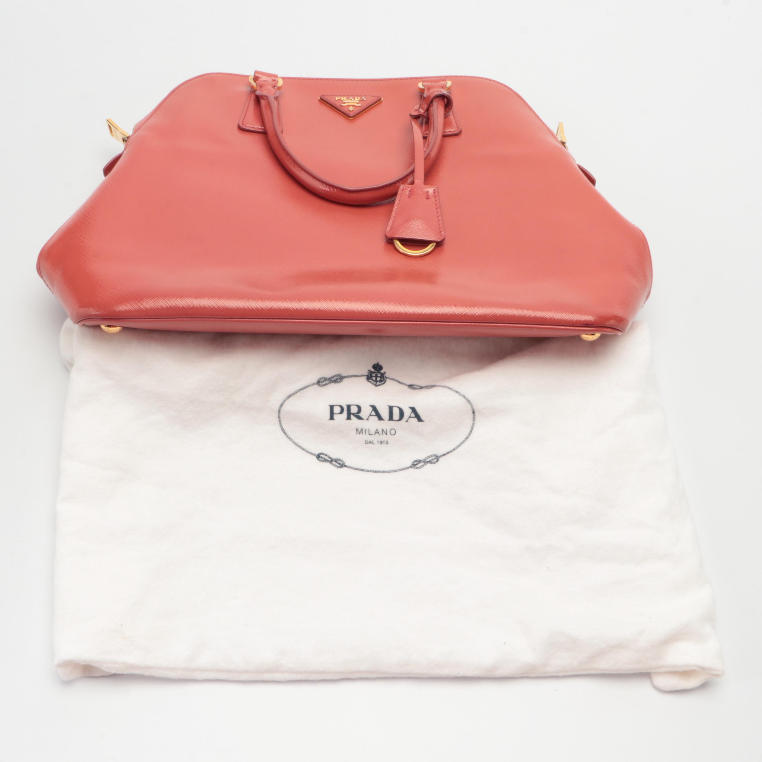 Prada Patent Saffiano Leather Top Handle Bag