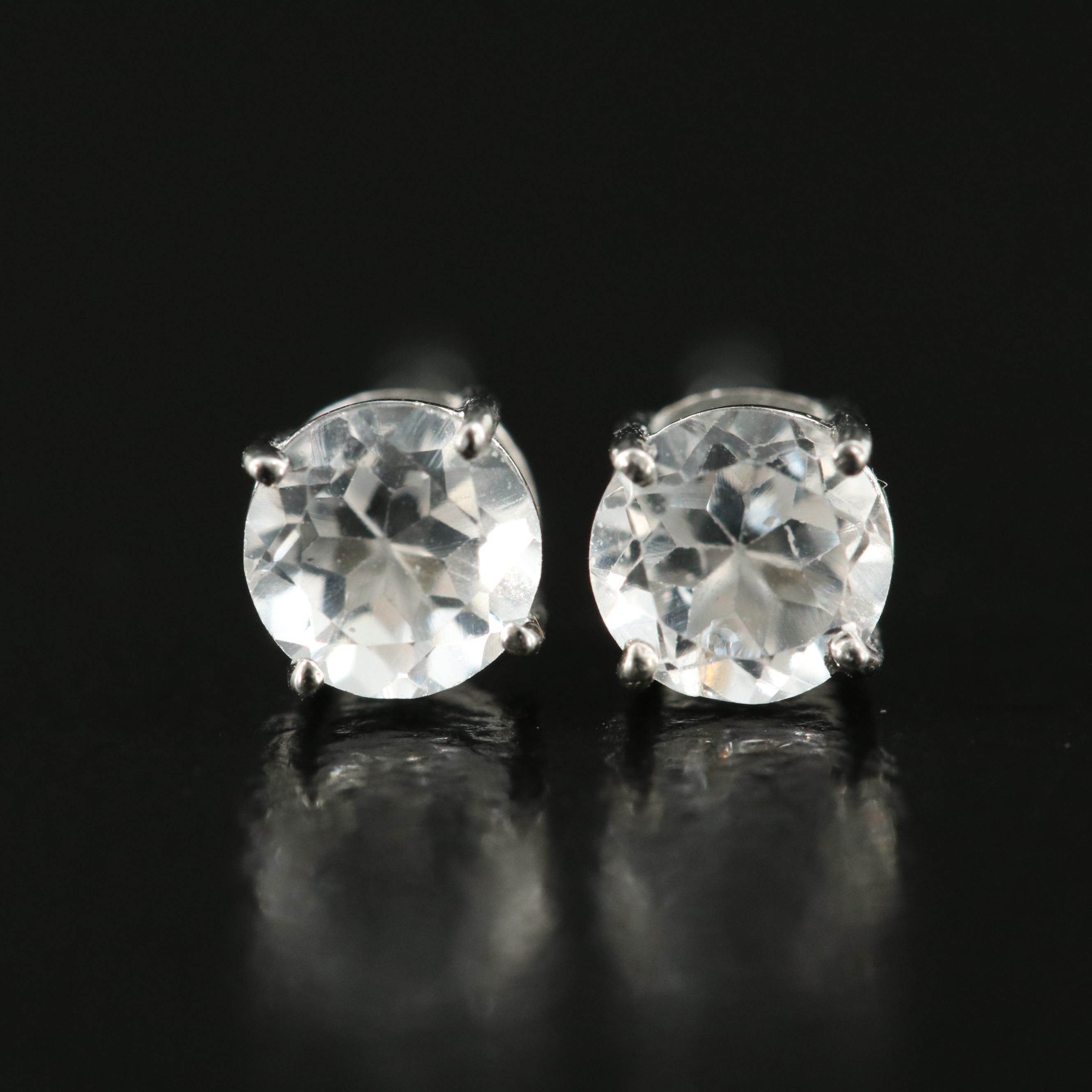 Sterling Topaz Stud Earrings