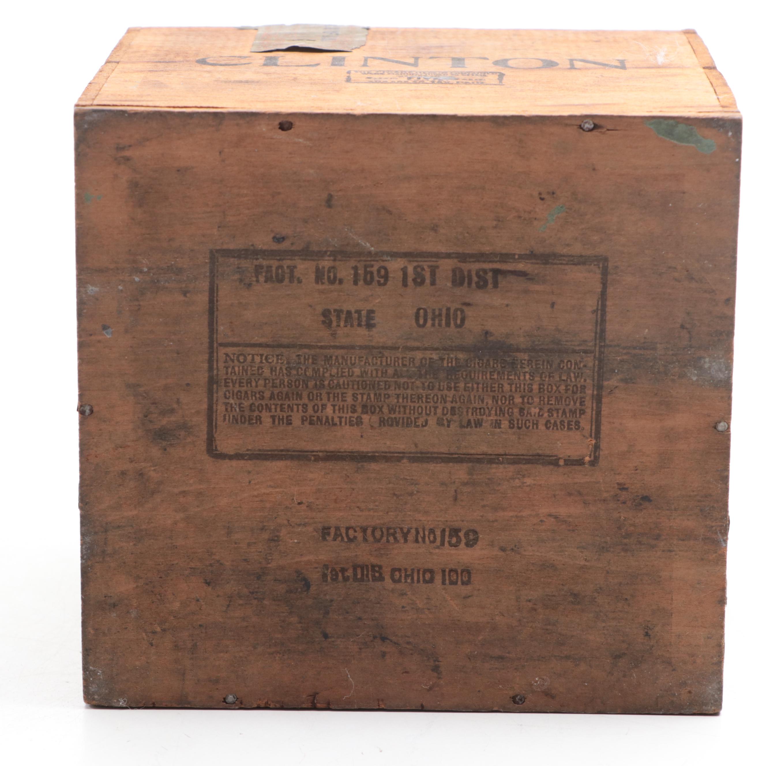 Clinton Cigars Box, Early to Mid 20th Century