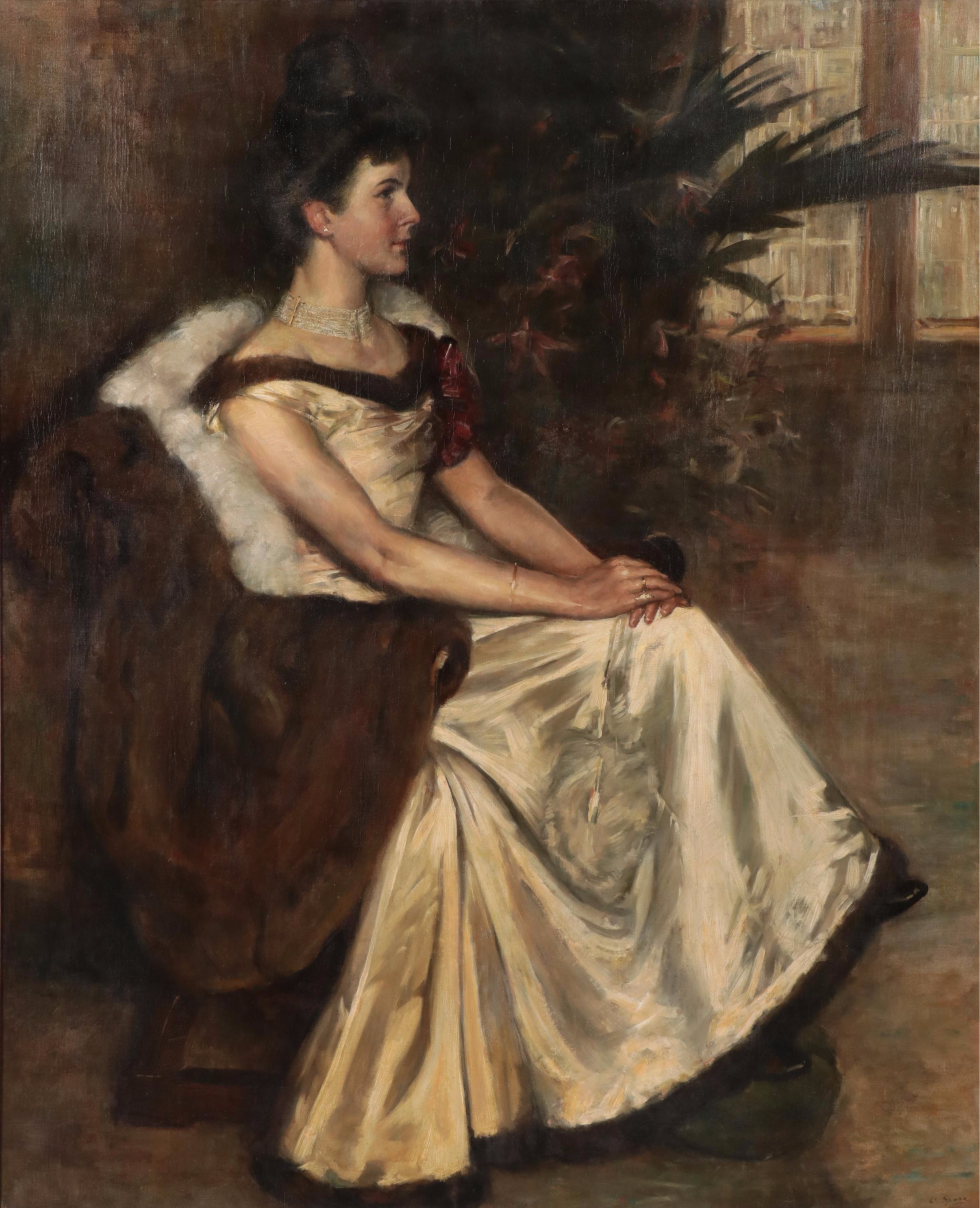 Cornelis Spoor Oil Painting Portrait of European Noble Woman, Circa 1920