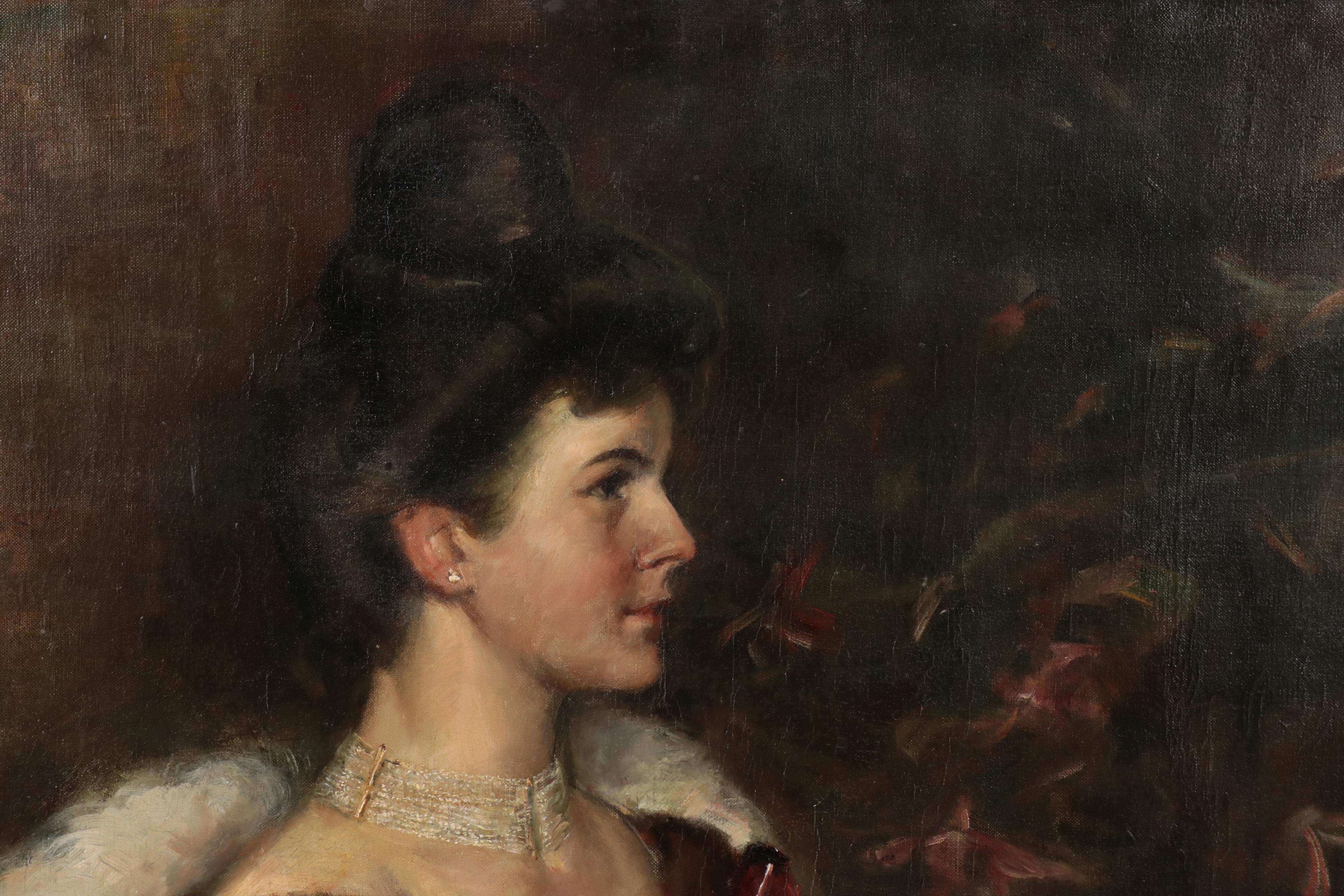 Cornelis Spoor Oil Painting Portrait of European Noble Woman, Circa 1920