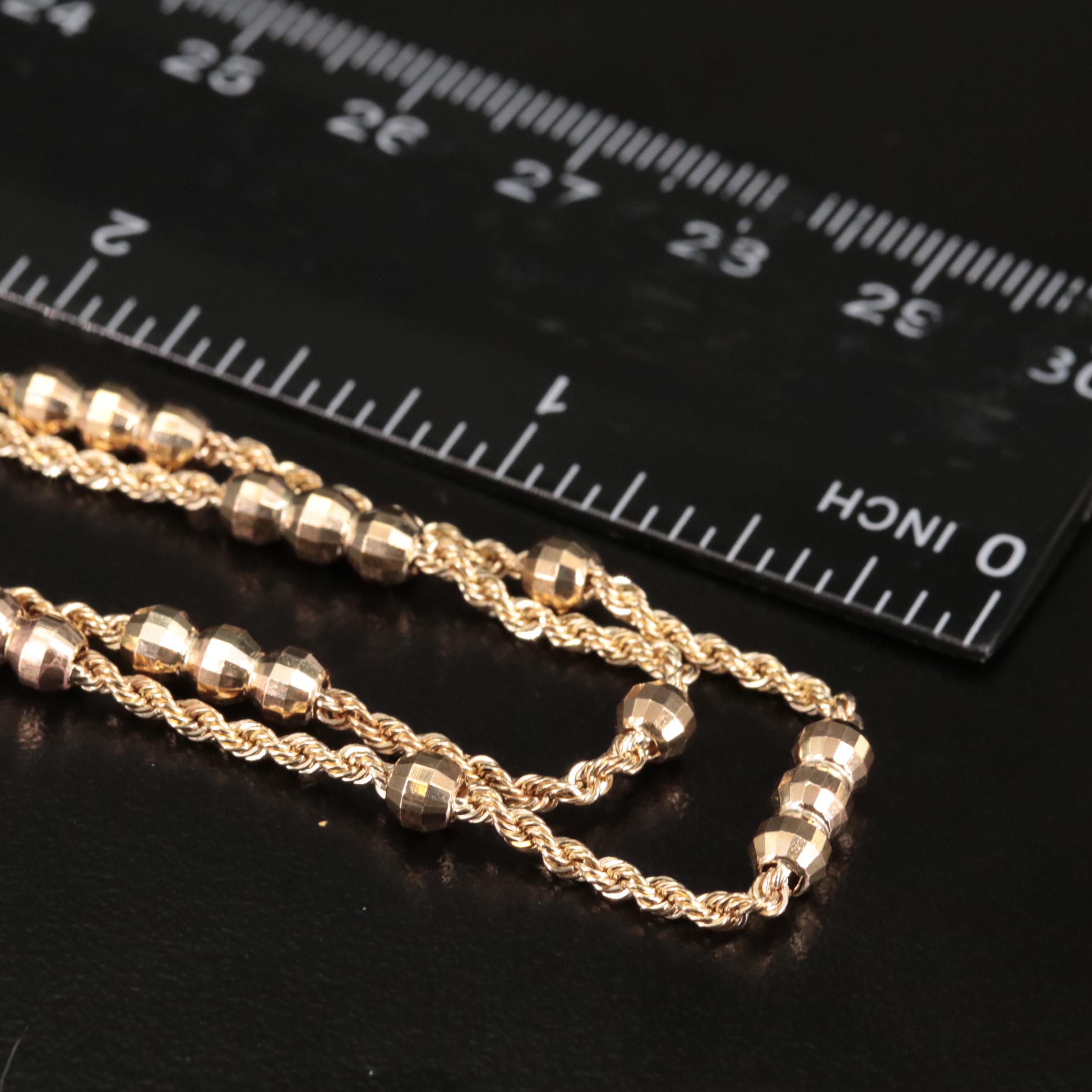 10K Diamond Cut Bead Layered Station Necklace