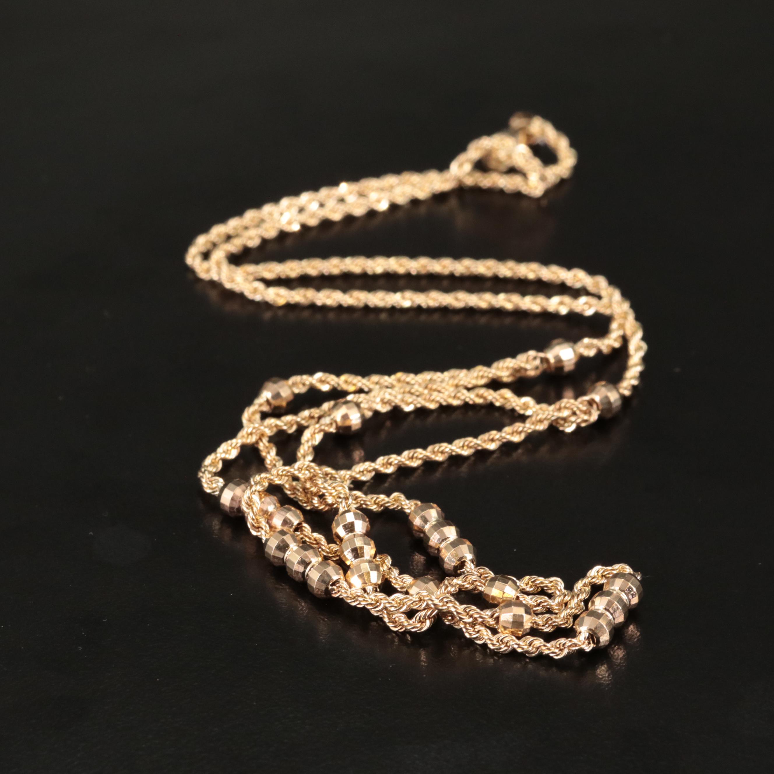 10K Diamond Cut Bead Layered Station Necklace