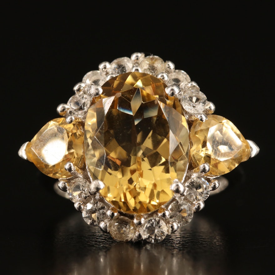 Sterling Citrine and White Topaz Ring