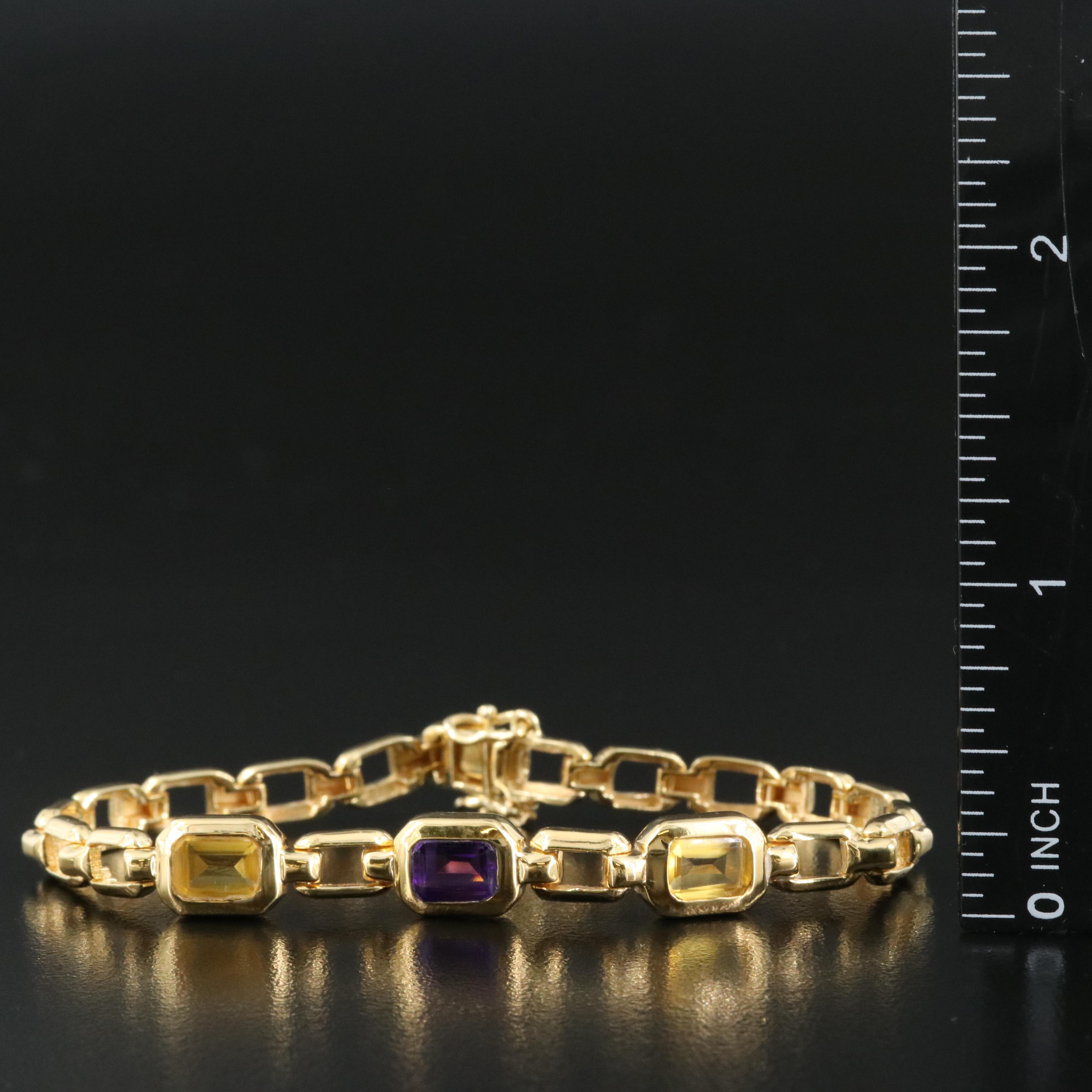 Sterling Amethyst and Glass Bracelet